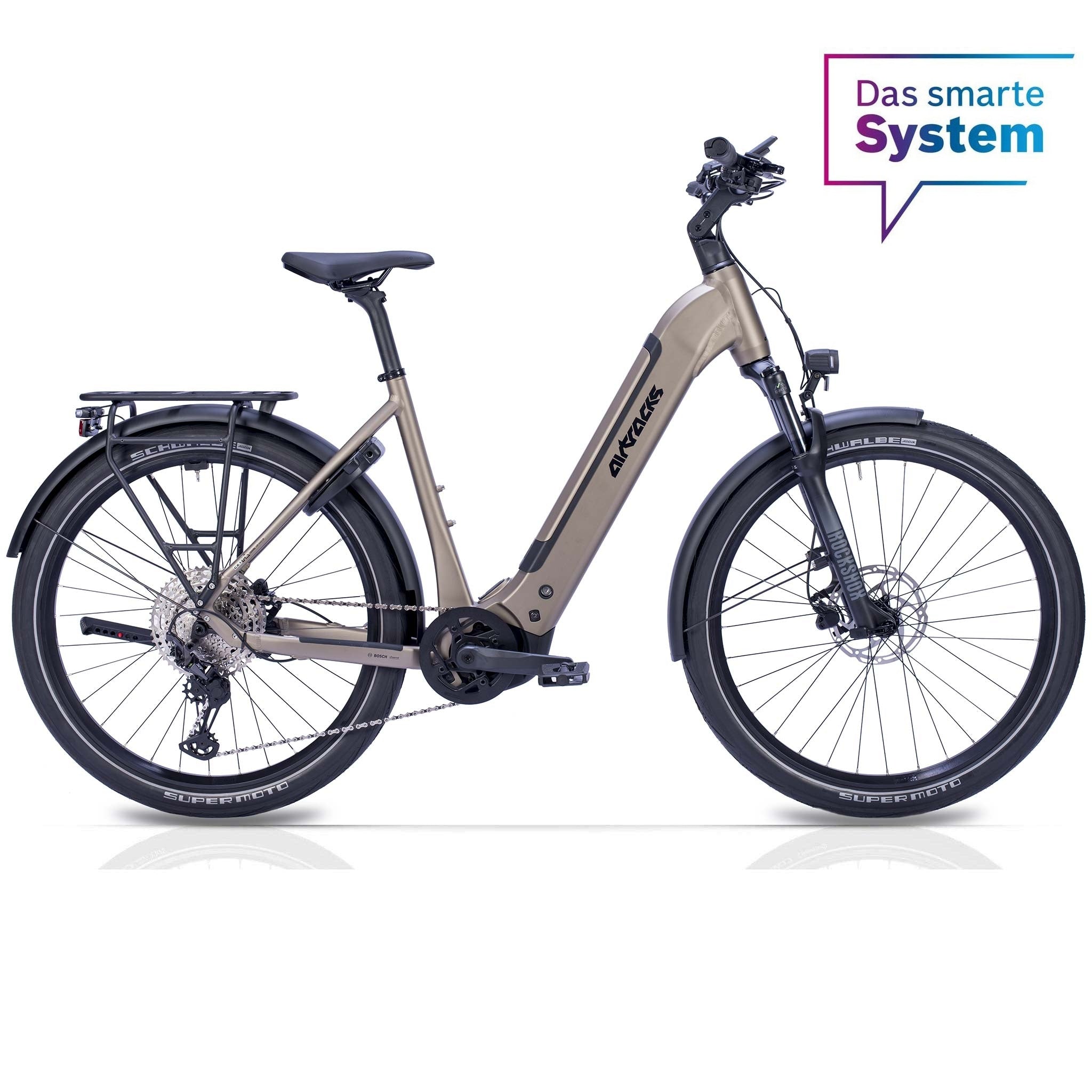 27,5" Damen E-SUV MTB Wave LS TERRA CX1 BOSCH PERFORMANCE LINE PX Smart System POWERTUBE 800 Wh 12 x GANG SHIMANO XT RD-M8100 SGS Beige