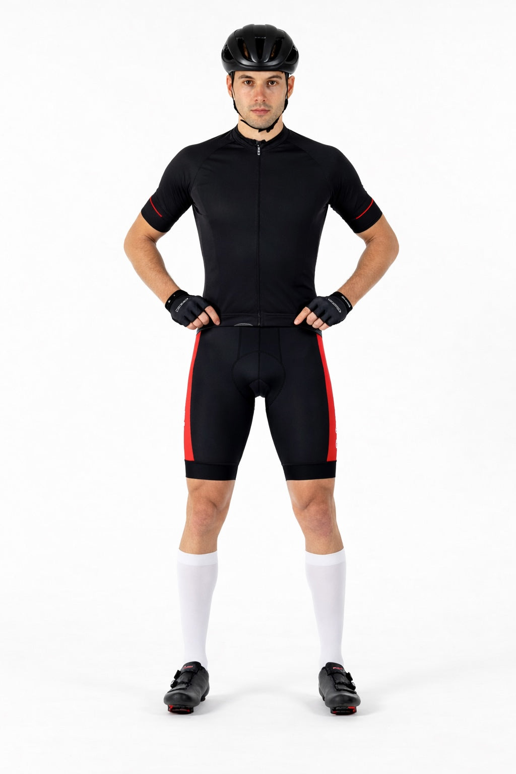Herren Fahrradhose Kurz Radhose Pro Line Schwarz-Rot