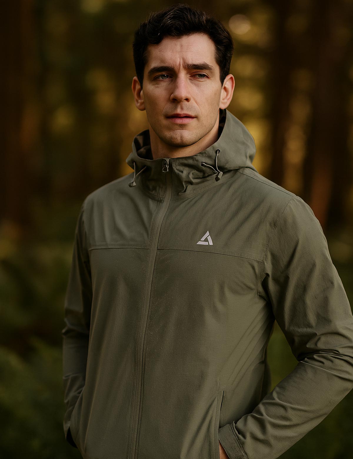 Men's rain jacket - bicycle jacket with hood per line gray