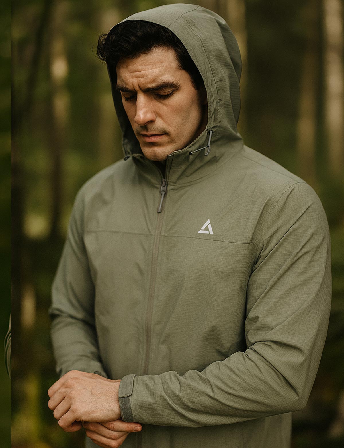 Men's rain jacket - bicycle jacket with hood per line gray