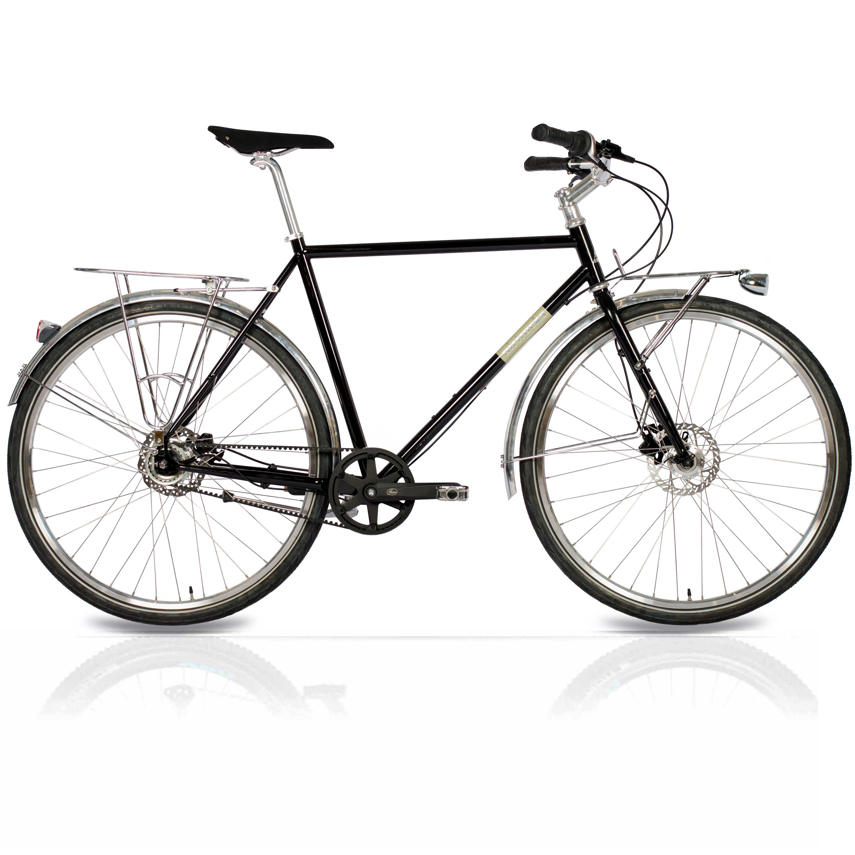 28" Herren Urban Bike City Fahrrad AIRY ONE CrMo GATES CARBON DRIVE BELT Shimano 7 x Gang NEXUS Schwarz