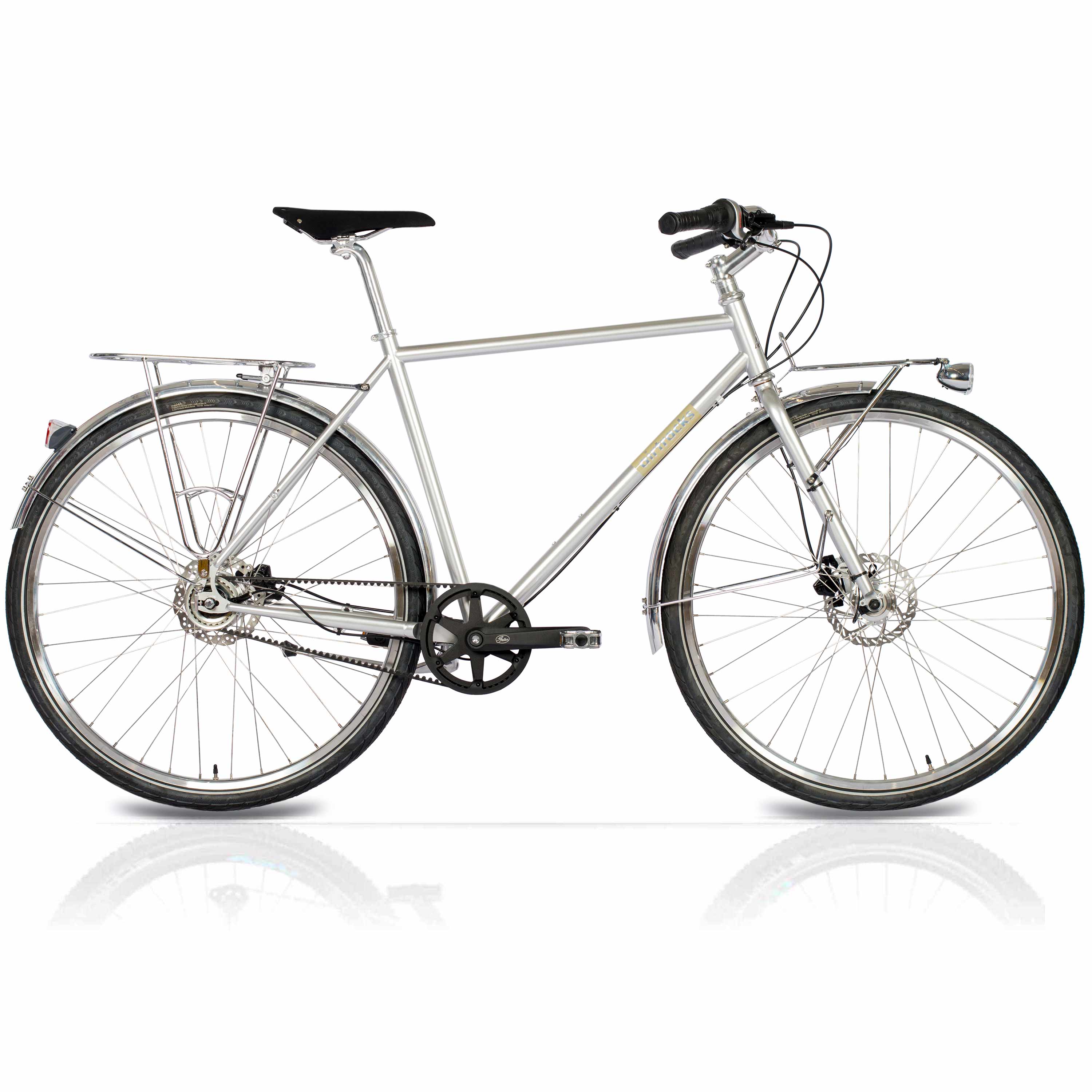28" Herren Urban Bike City Fahrrad AIRY ONE CrMo GATES CARBON DRIVE BELT Shimano 7 x Gang NEXUS Silber