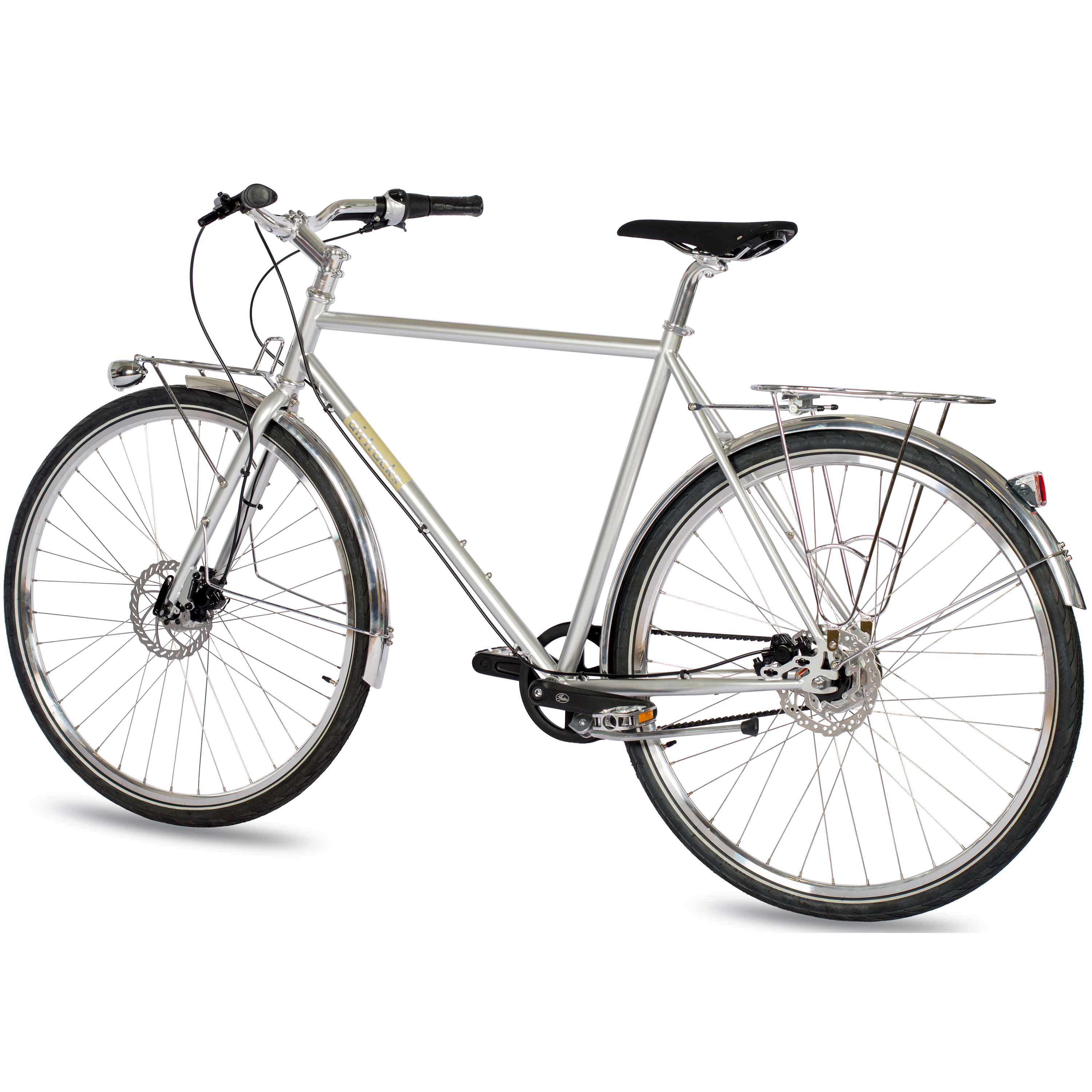 28" Herren Urban Bike City Fahrrad AIRY ONE CrMo GATES CARBON DRIVE BELT Shimano 7 x Gang NEXUS Silber