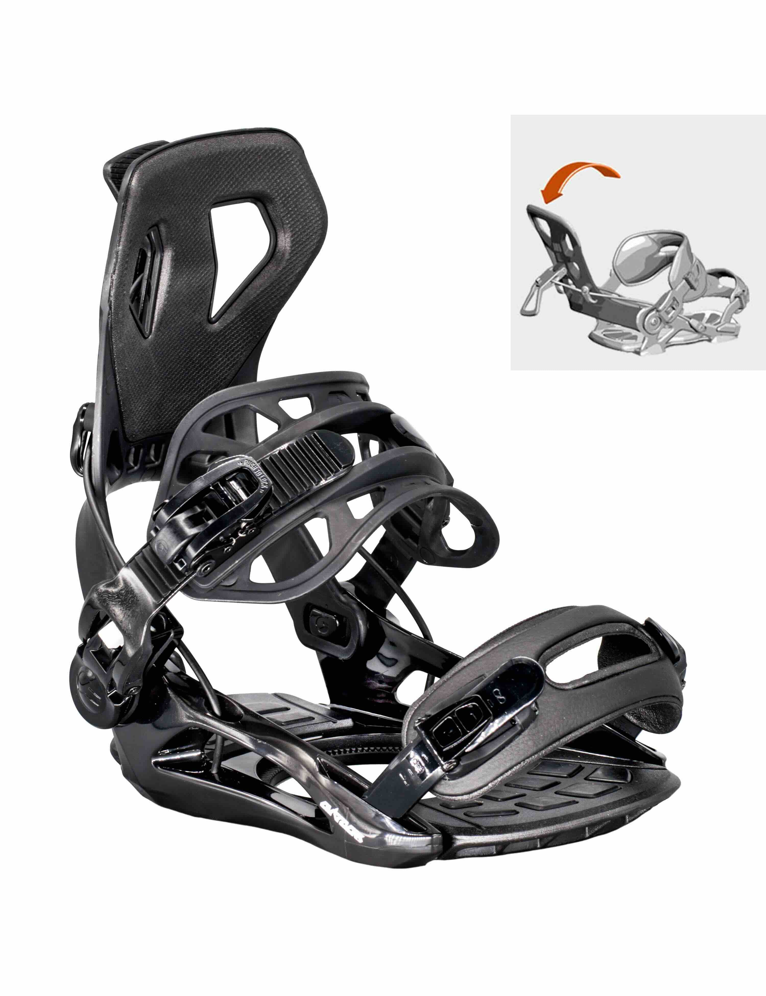 Snowboard Bindung Master Pro MULTIENTRY FASTEC System Setprodukt