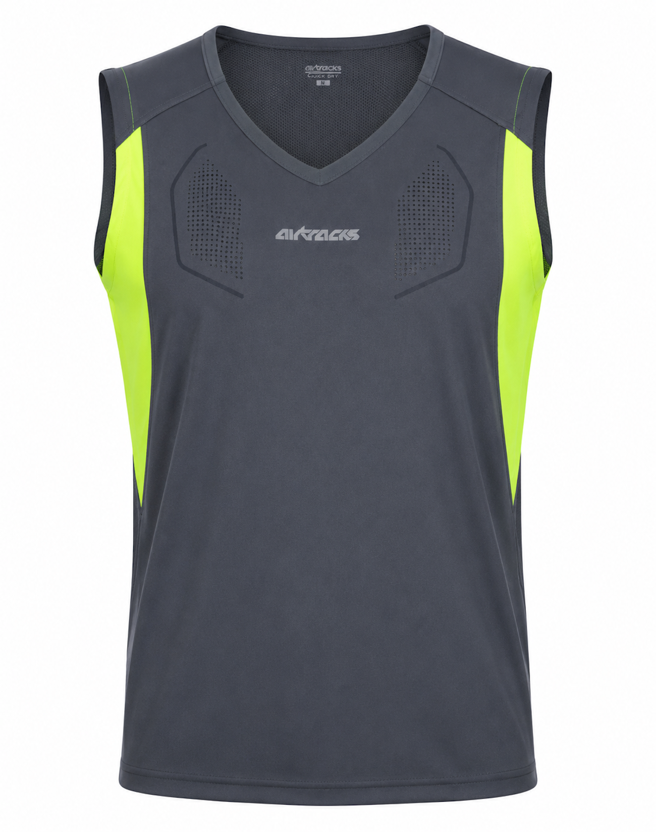 Running shirt sleeveless tank top per line gray-neon