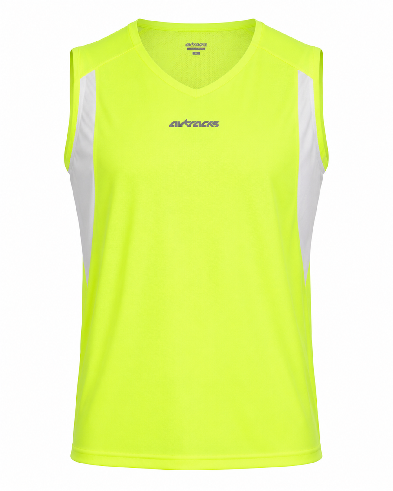 Running shirt sleeveless tank top per line neon-white