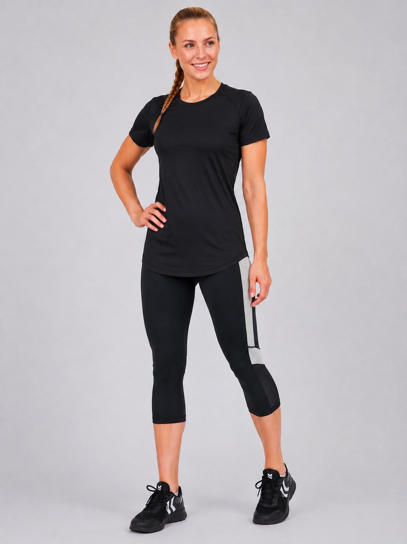 Women's fitness pants - running pants 3-4 black gray red decoct