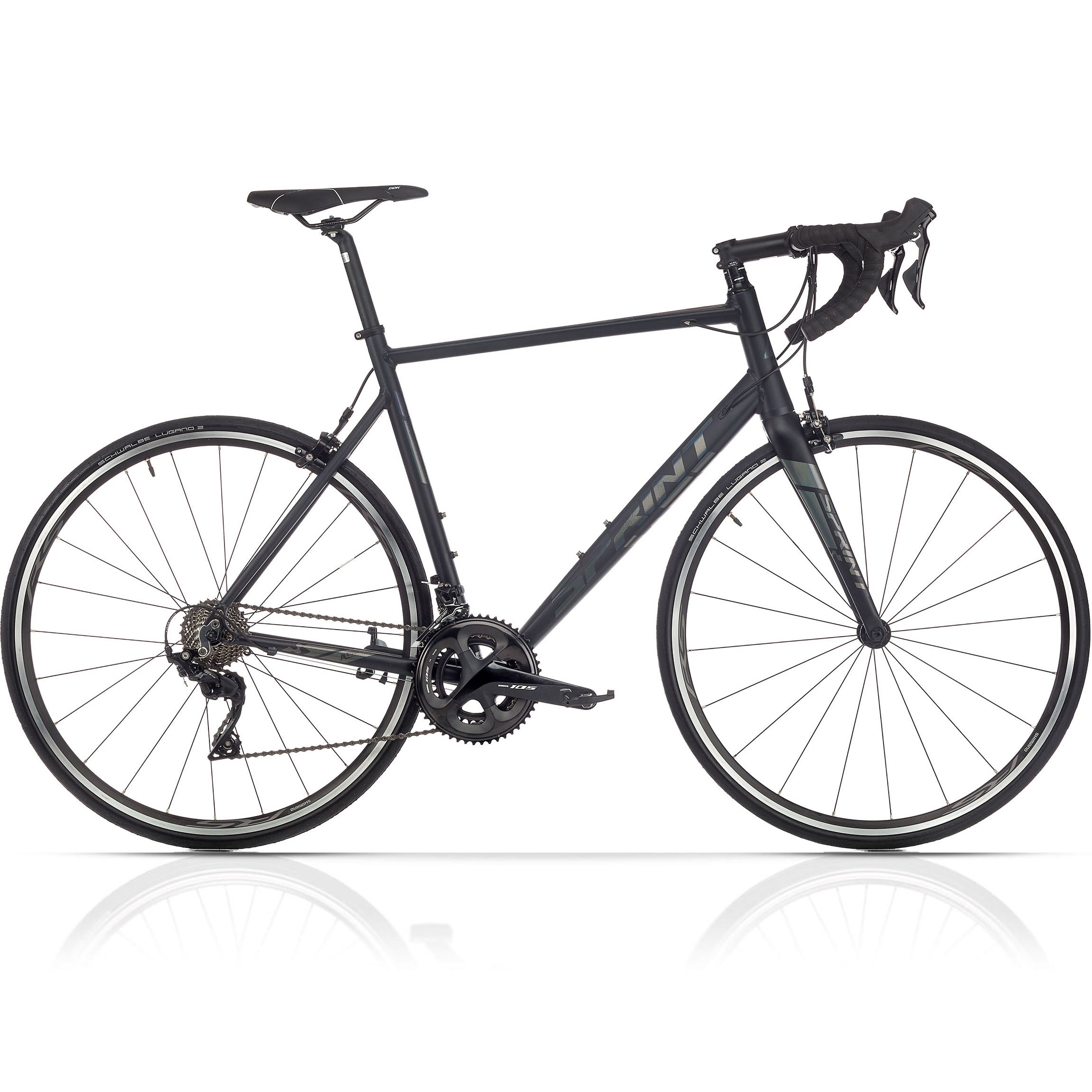 28" Bicicletta da corsa uomo SPRINT MONZA TEAM con forcella in carbonio, cambio 2 x 11 velocità SHIMANO 105 RD-R7000 Nero / Opaco