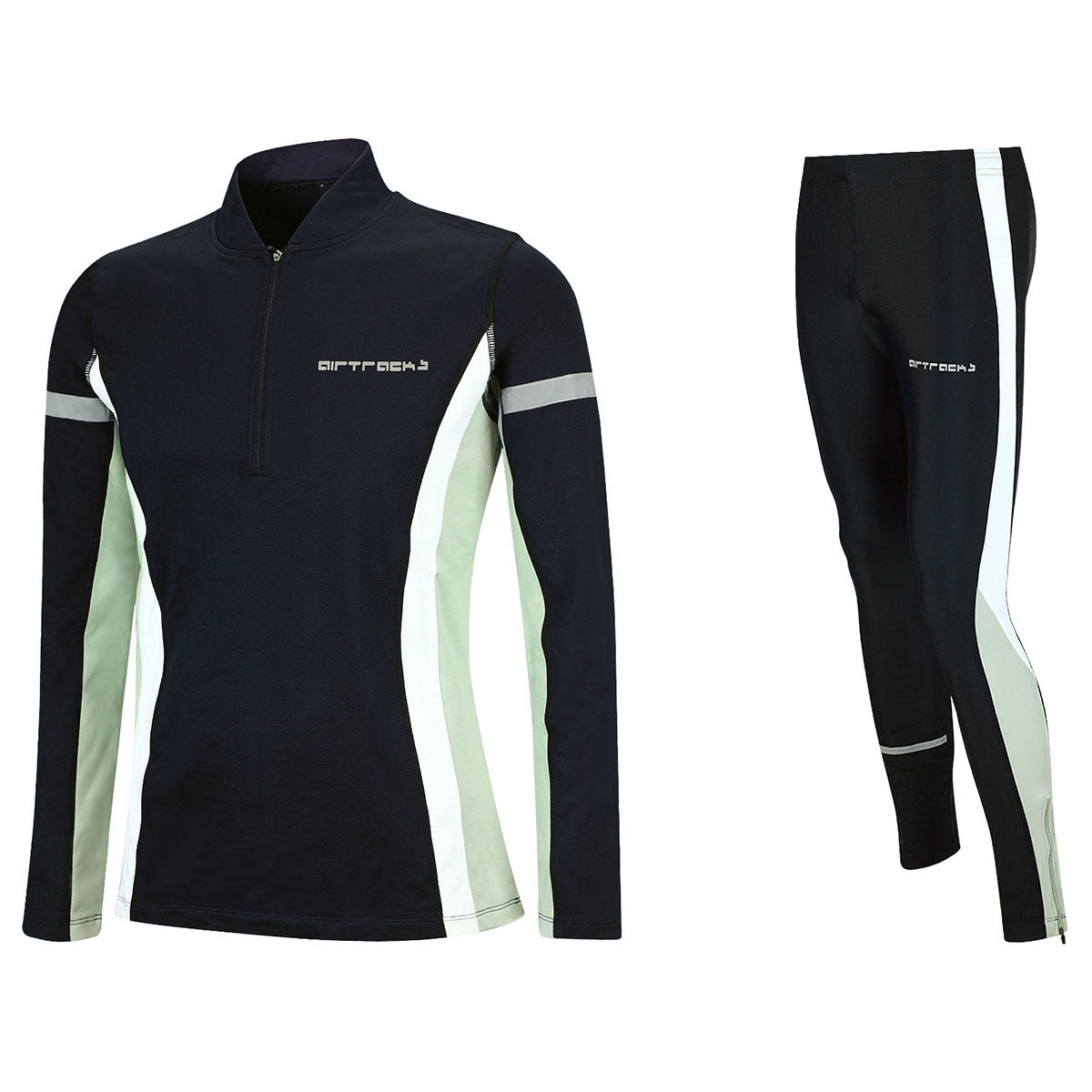 Heren Winter Fleece Thermoloopset (2-delig) Loopshirt Lange mouw + Lange loopbroek Zwart Grijs