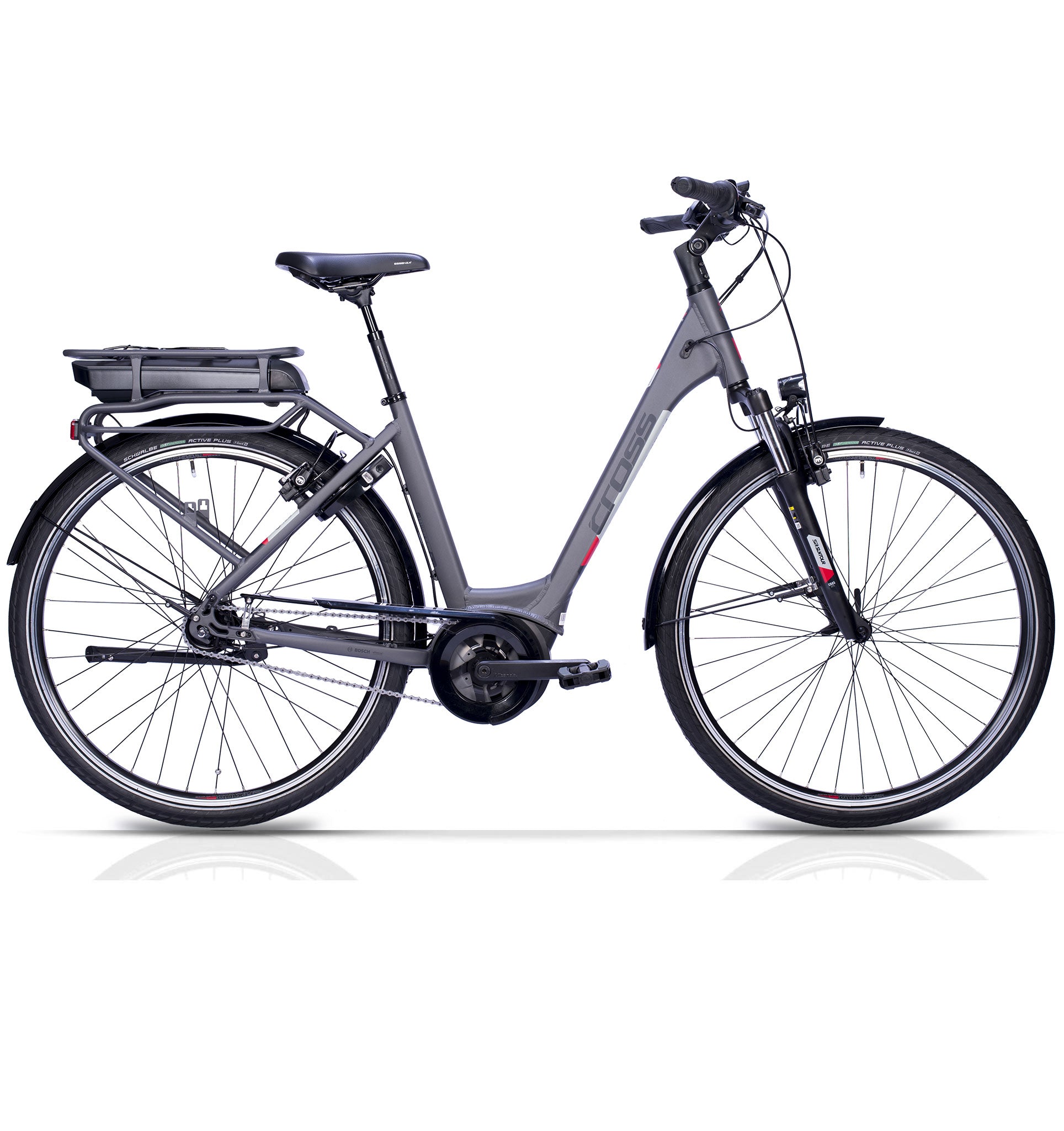 28" E-Bike City Fahrrad V-Tron RACK BOSCH ACTIVE LINE 400 Wh 7 GANG SHIMANO NEXUS RÜCKTRITTBREMSE Schwarz