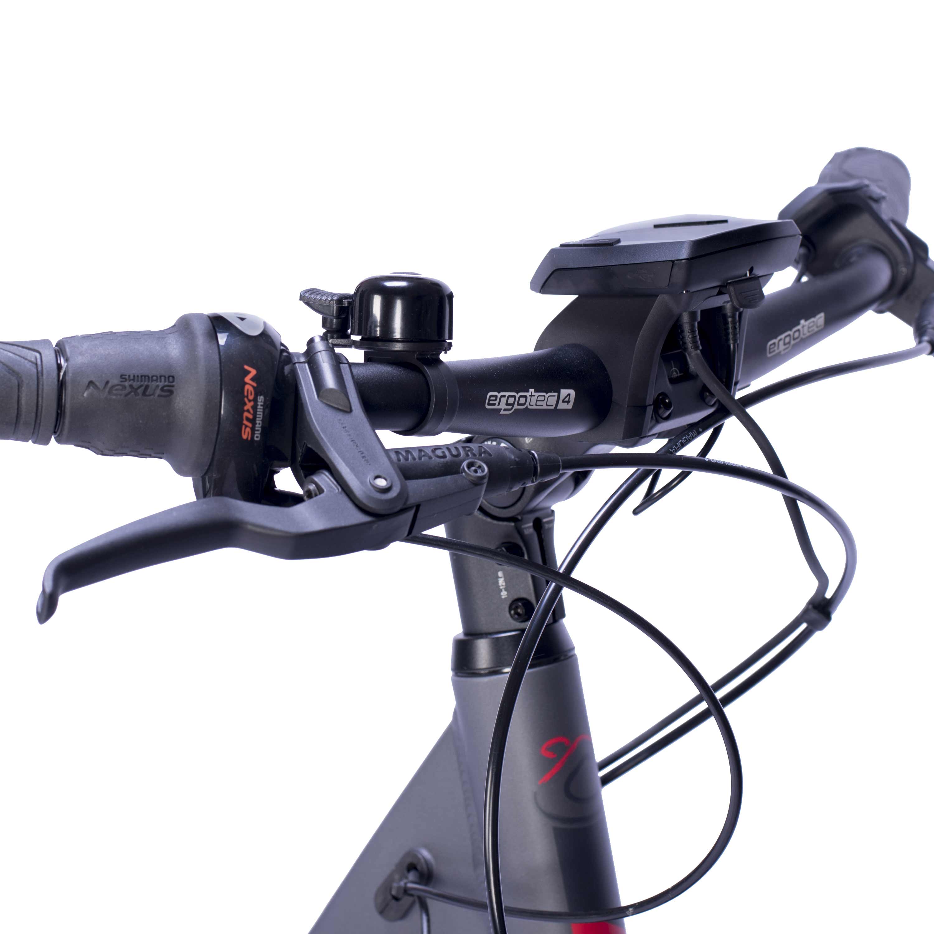 28" E-Bike City Fahrrad V-Tron RACK BOSCH ACTIVE LINE 400 Wh 7 GANG SHIMANO NEXUS RÜCKTRITTBREMSE Schwarz