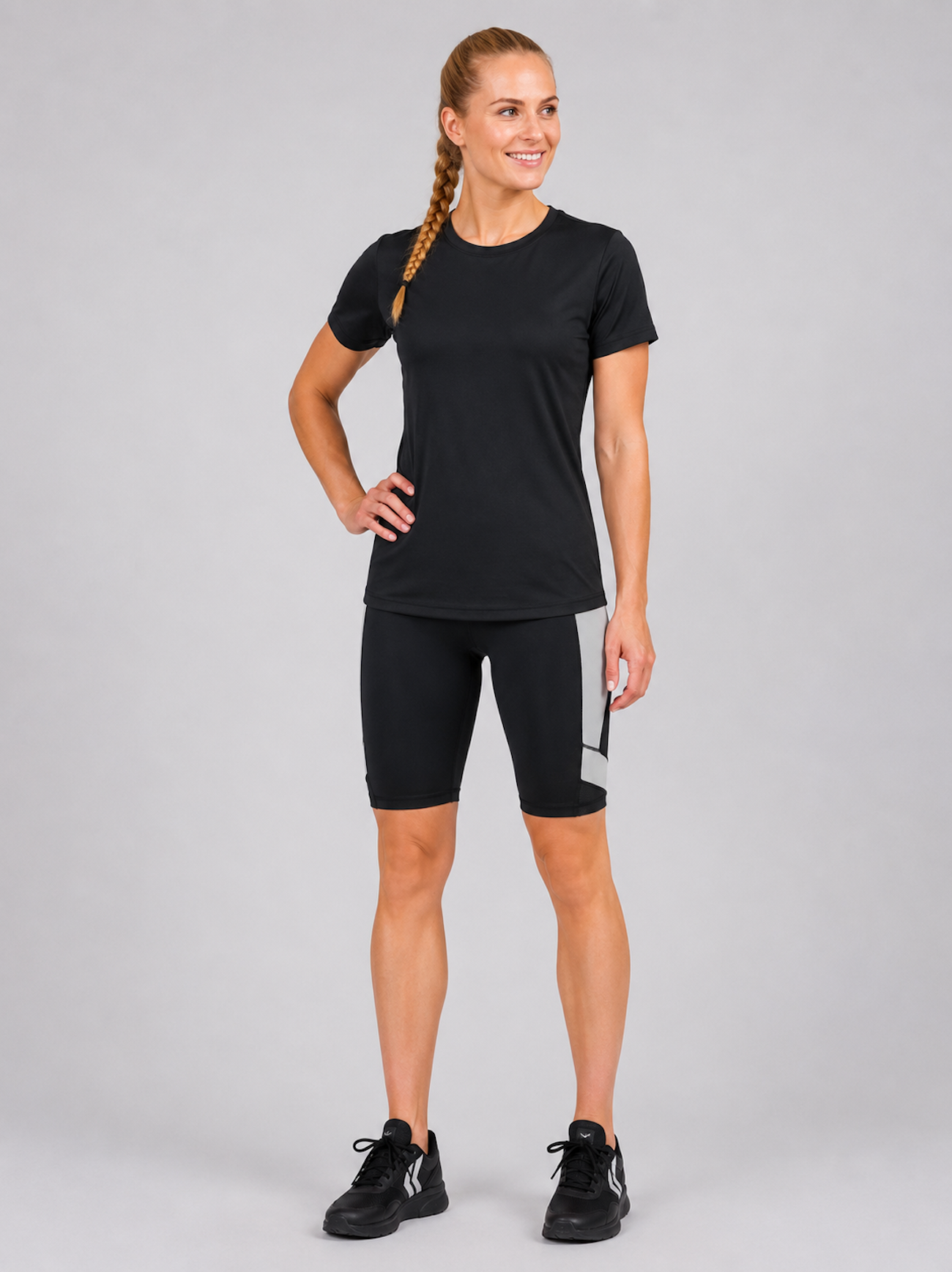 Fitnessbroek voor dames - Running broek kort zwart grijs rood decOCT