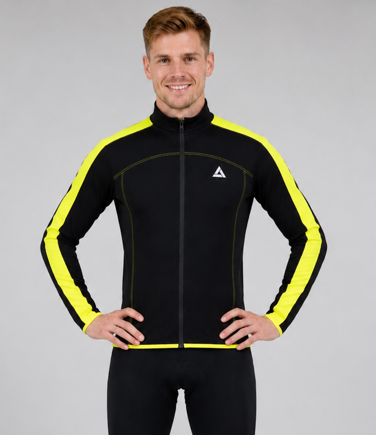 Thermo Bicycle Jersey Bras long par ligne Néon noir
