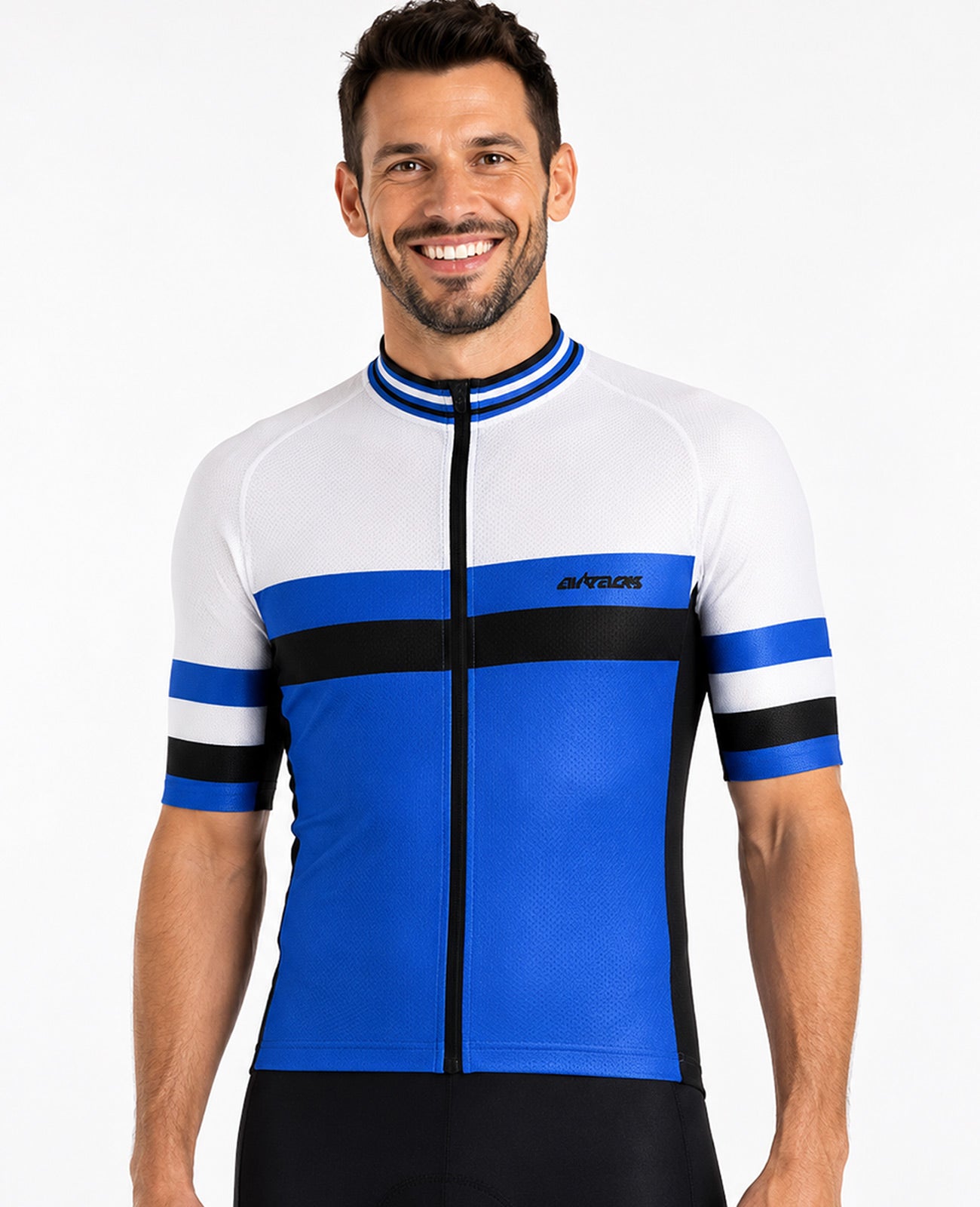 Funktions Fahrradtrikot Pro T Langarm Schwarz Weiß M