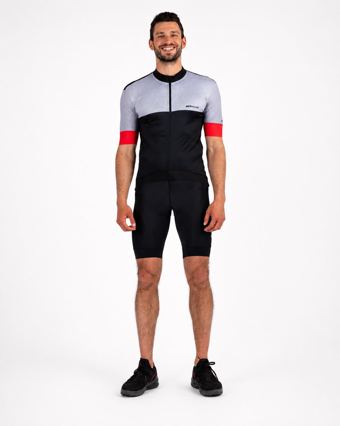 Maglia da bicicletta da uomo a maniche corte a maniche corte per team line III nera-grigio