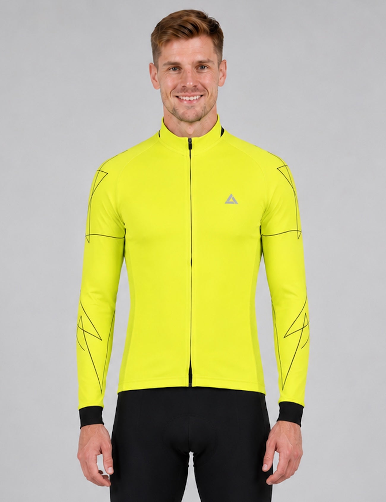 Herren Fahrradtrikot Langarm Pro Line Neon