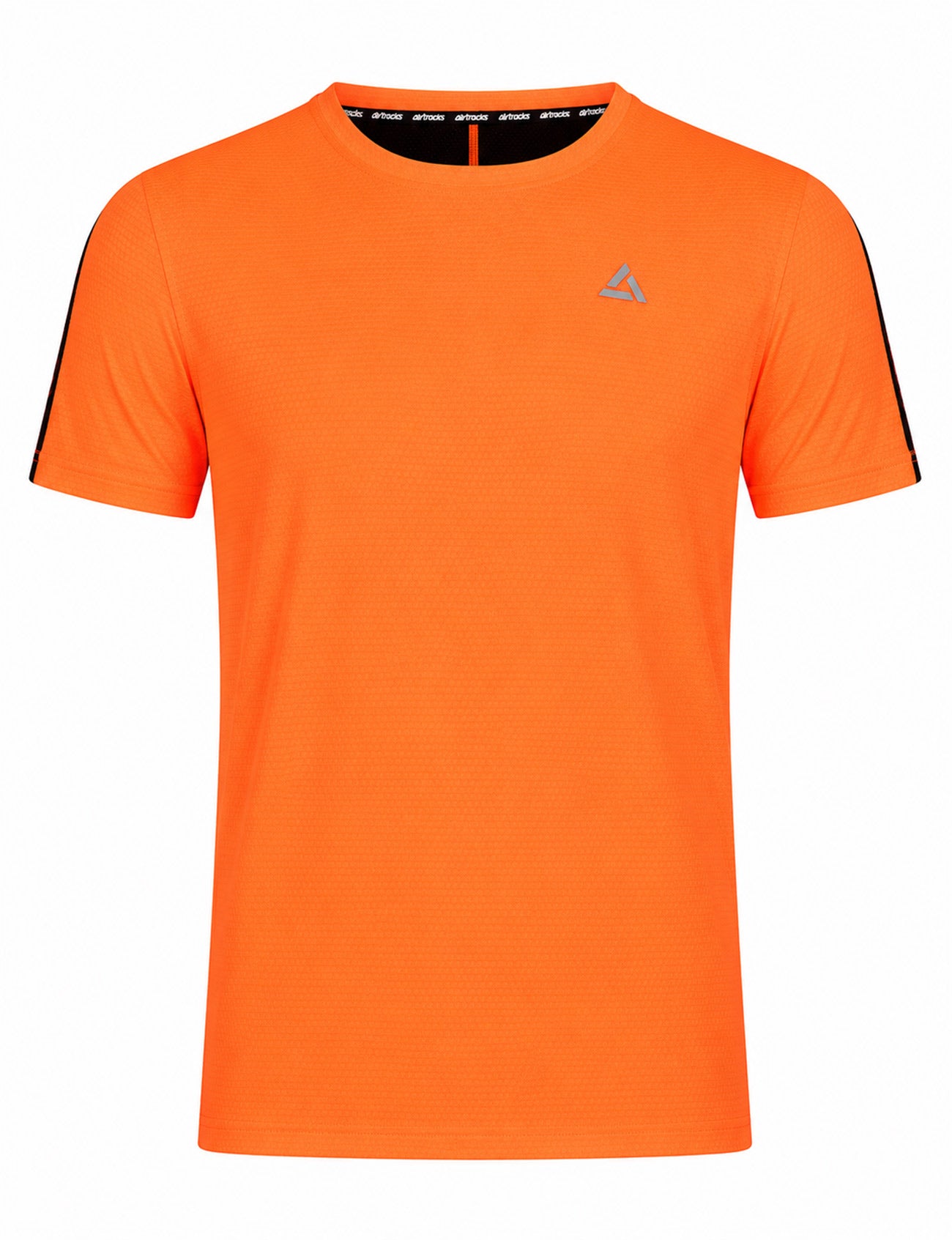 Functional running shirt short -sleeved per line orange black