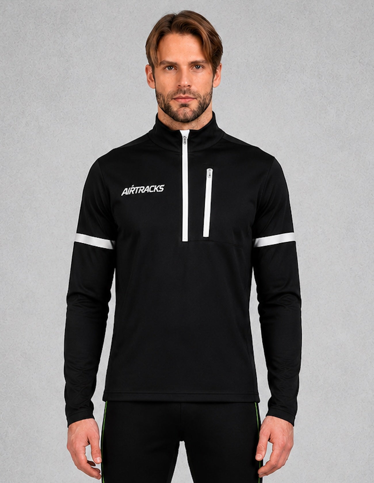 Men Thermo bicycle jersey - running shirt long arm black