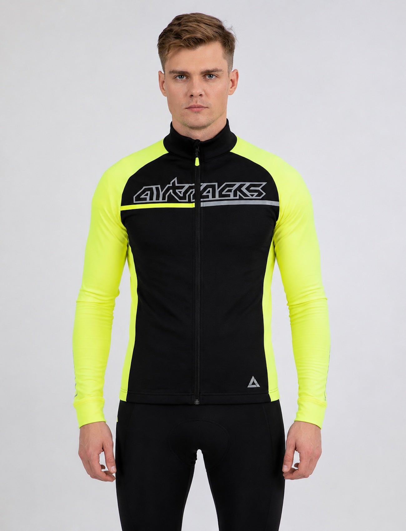 Herren Thermo Langarmtrikot Pro Team Neon-Schwarz