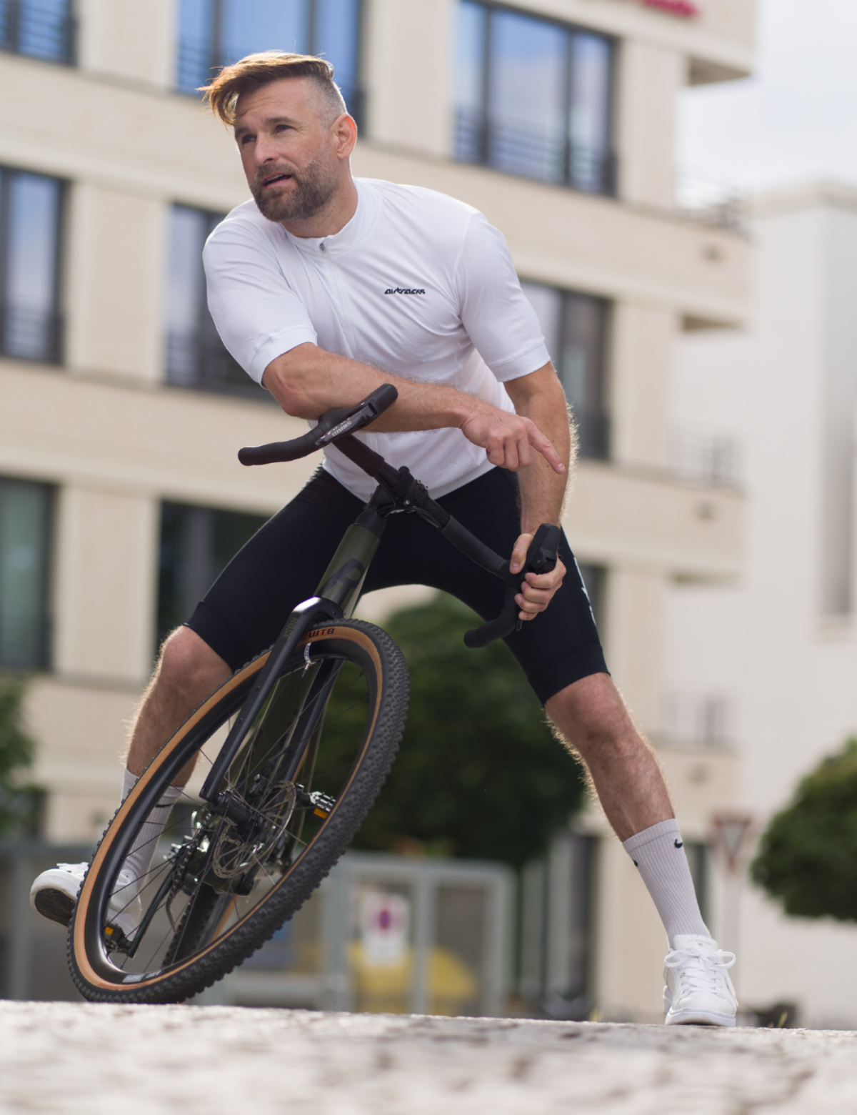 Maglia da uomo in bicicletta corta braccio aereo tech ii bianco