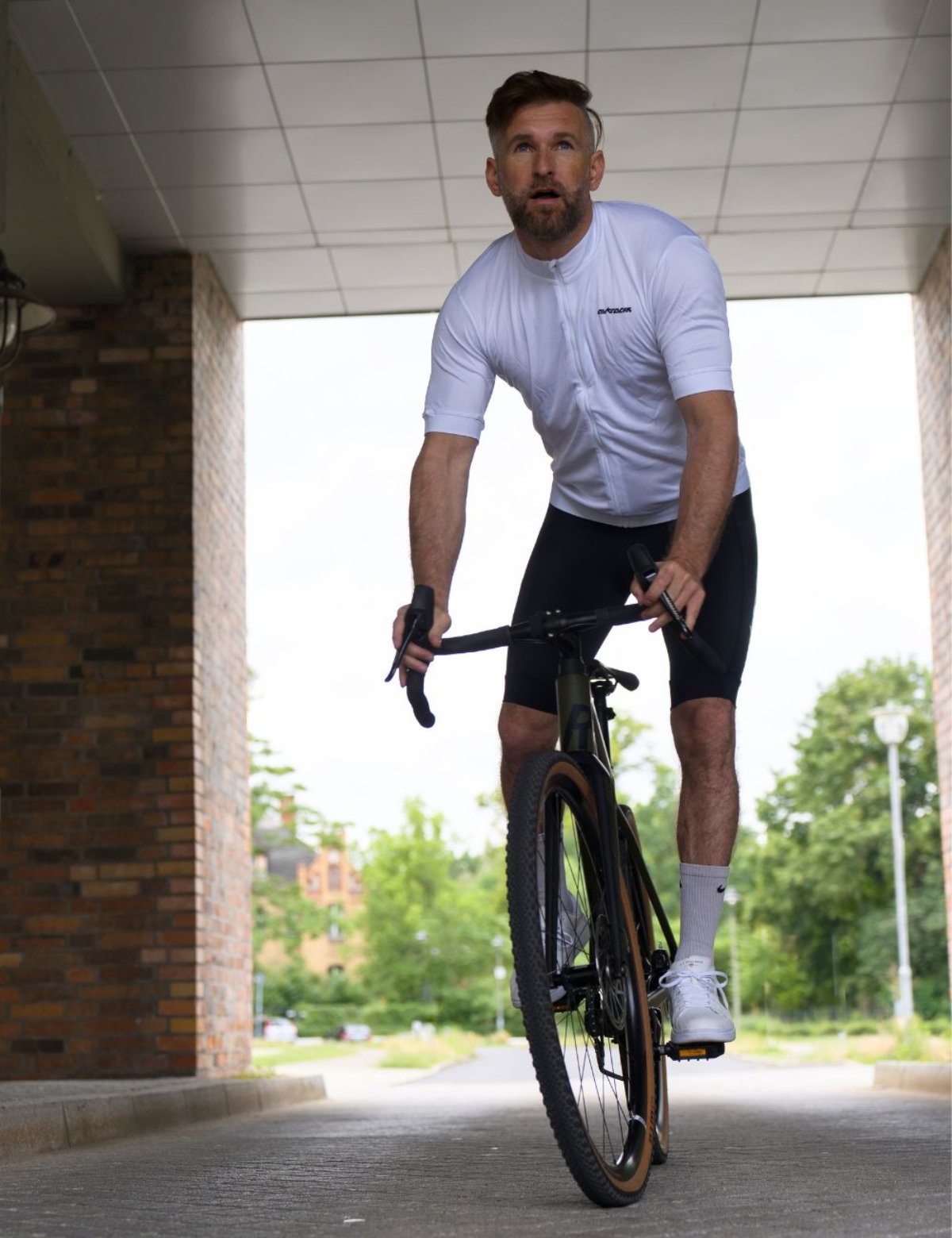 Maglia da uomo in bicicletta corta braccio aereo tech ii bianco