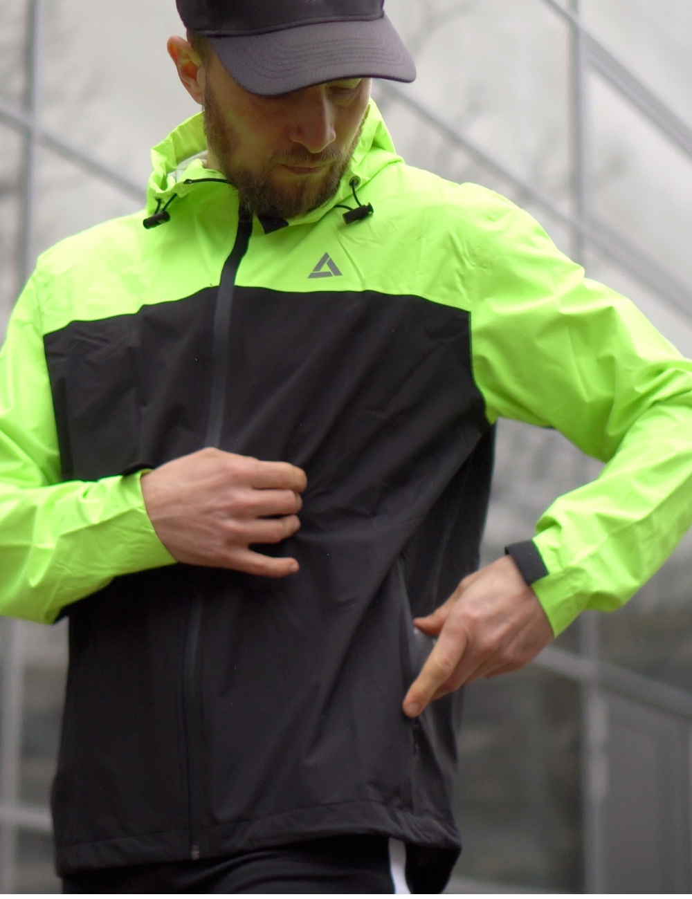 Men's running set rain jacket + thermo running trousers long