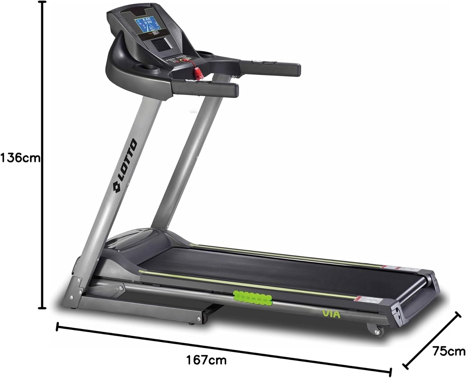 LOTTO Via Laufband klappbar elektrisch bis 100 kg Bluetooth 1-16 km/h 133x45 cm