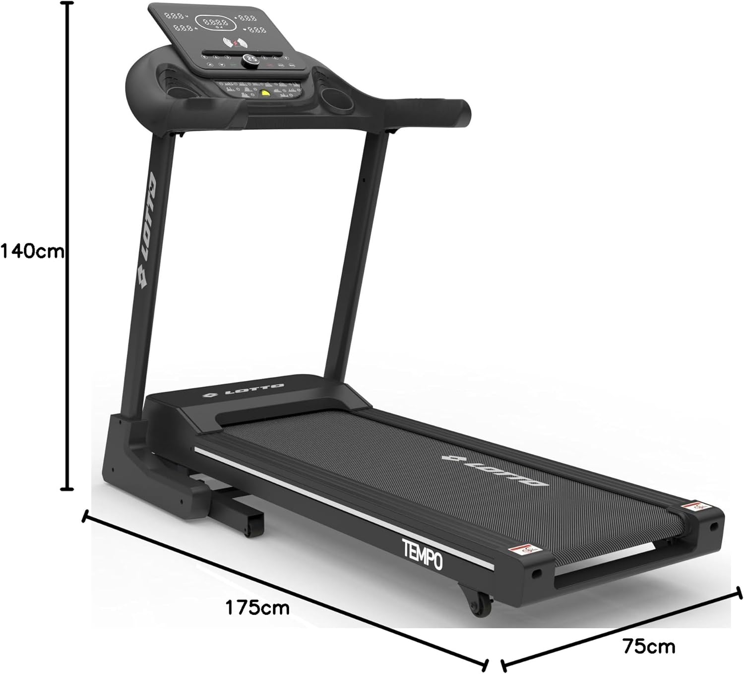 LOTTO Tempo Laufband klappbar elektrisch bis 130 kg Bluetooth 1-18 km/h 140x45 cm