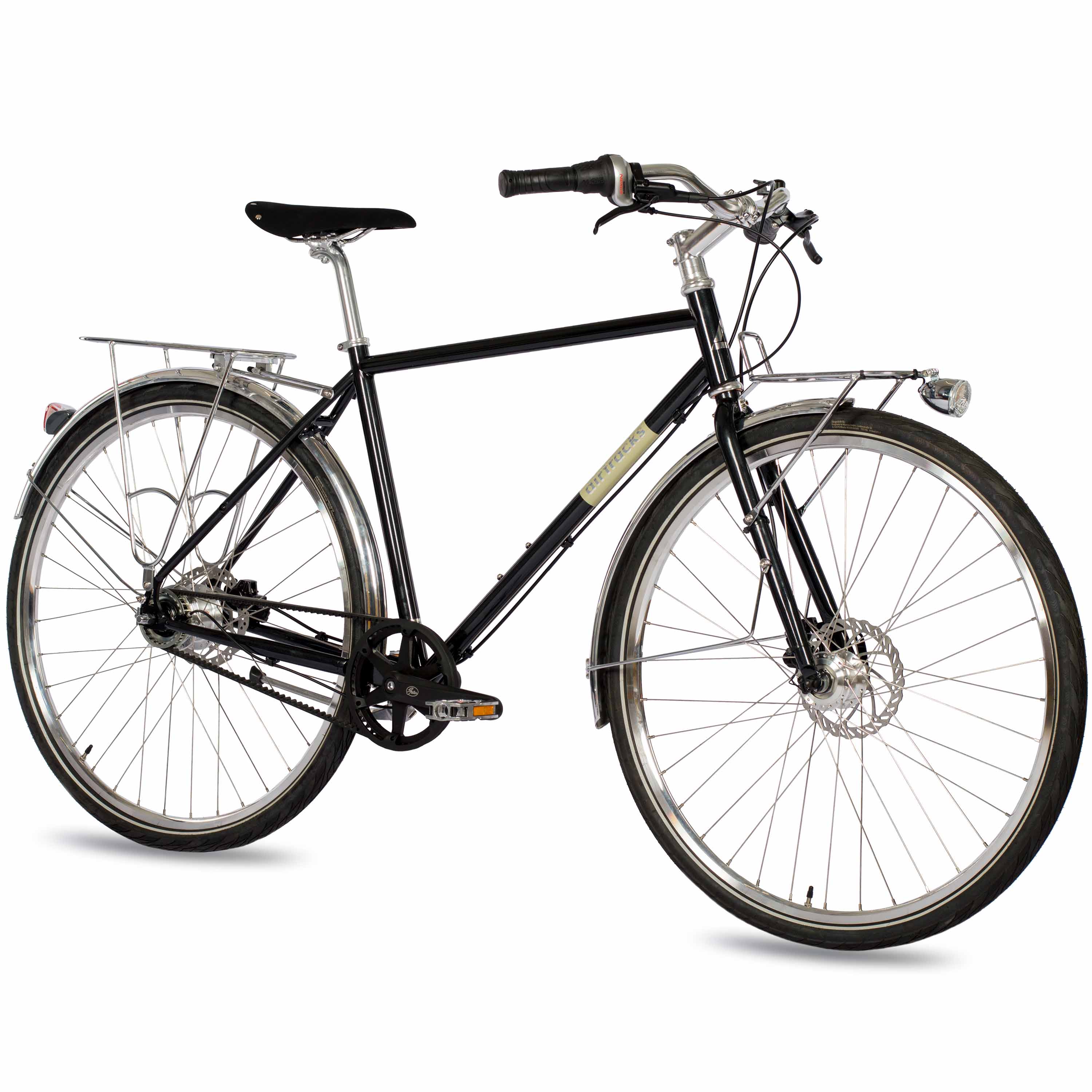 28" Herren Urban Bike City Fahrrad AIRY ONE CrMo GATES CARBON DRIVE BELT Shimano 7 x Gang NEXUS Schwarz