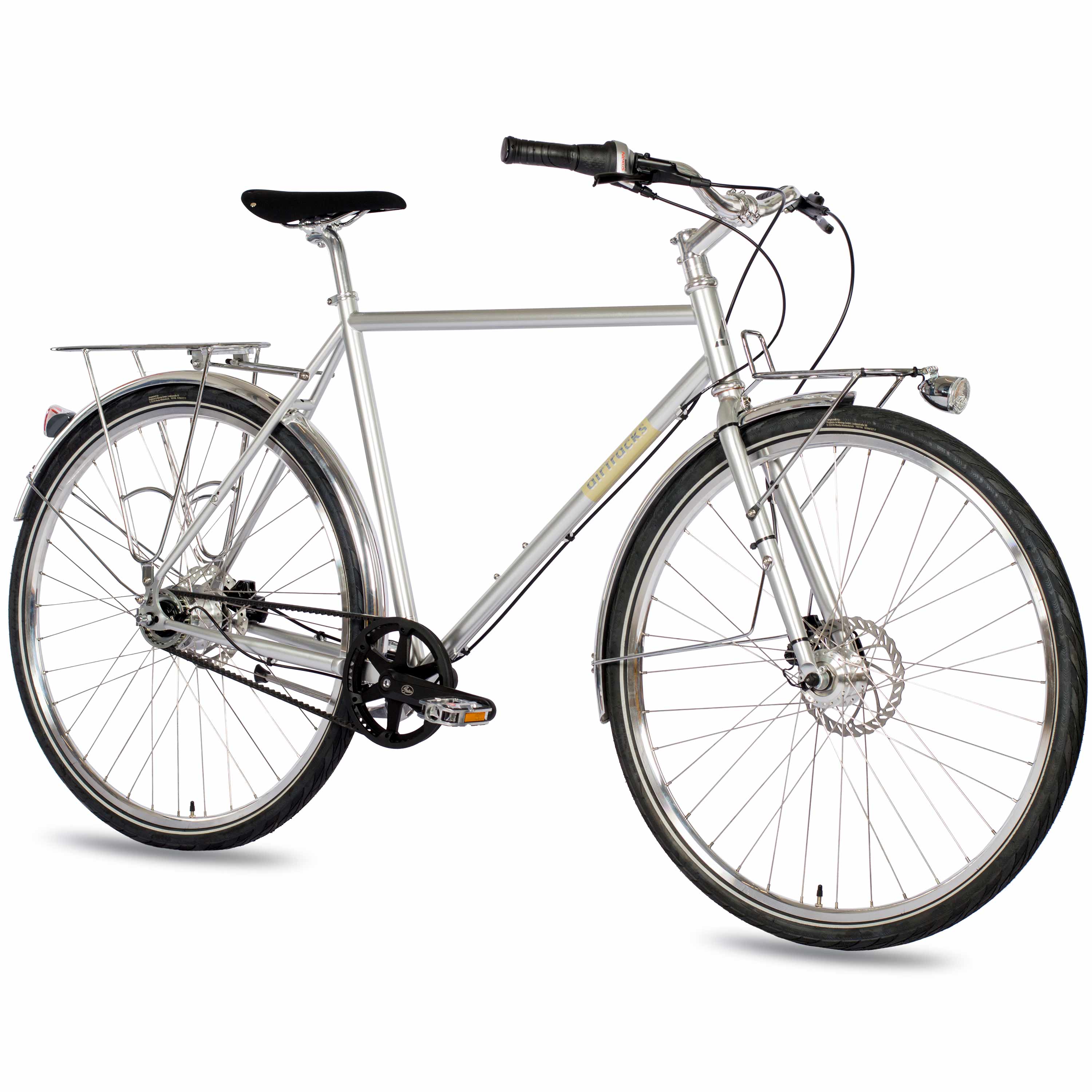 28" Herren Urban Bike City Fahrrad AIRY ONE CrMo GATES CARBON DRIVE BELT Shimano 7 x Gang NEXUS Silber