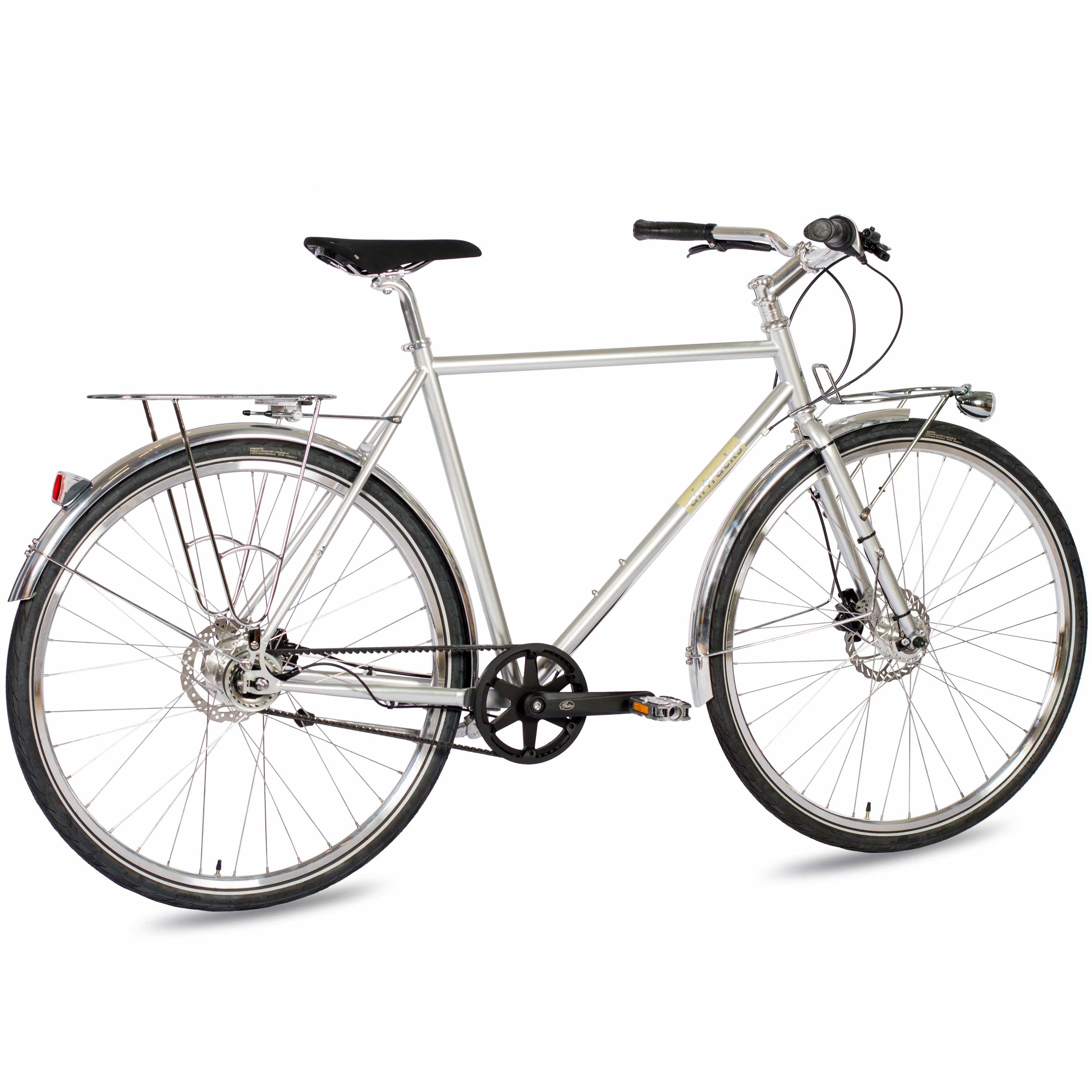 28" Herren Urban Bike City Fahrrad AIRY ONE CrMo GATES CARBON DRIVE BELT Shimano 7 x Gang NEXUS Silber