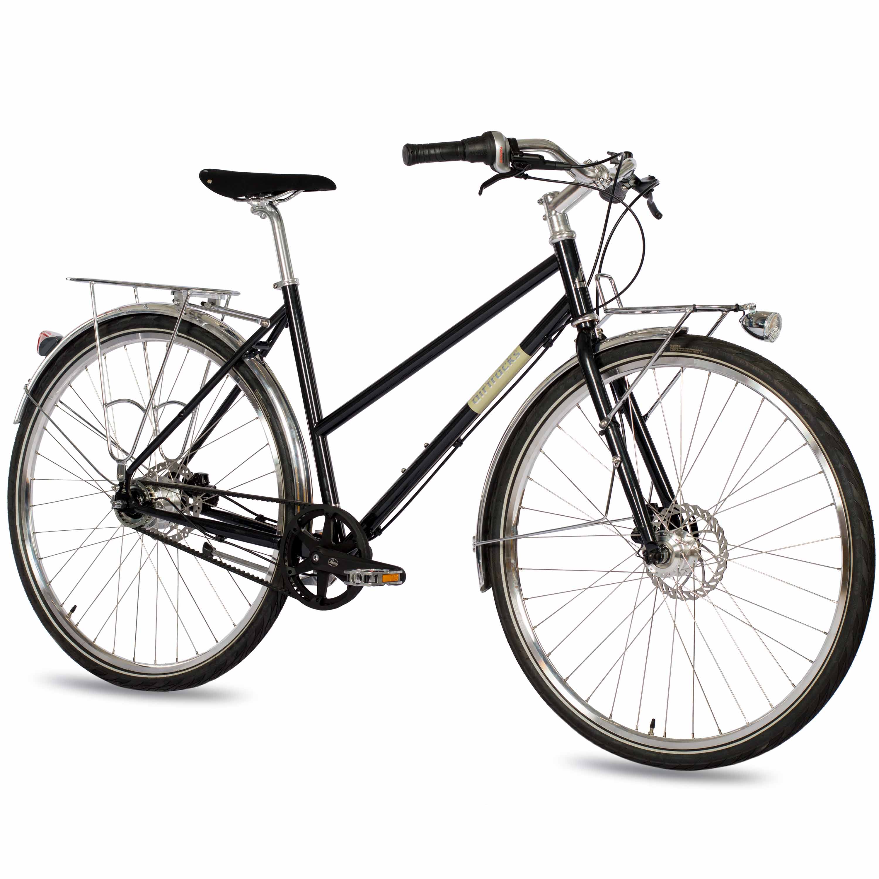 28" Damen Urban Bike City Fahrrad AIRY ONE CrMo GATES CARBON DRIVE BELT Shimano 7 x Gang NEXUS Schwarz