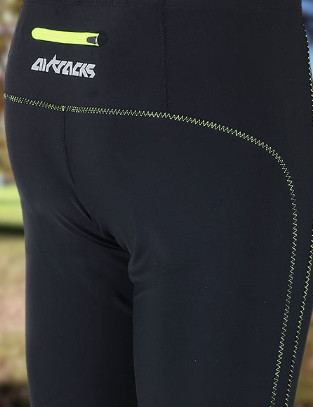 Men's running pants Tight 3-4 long neon