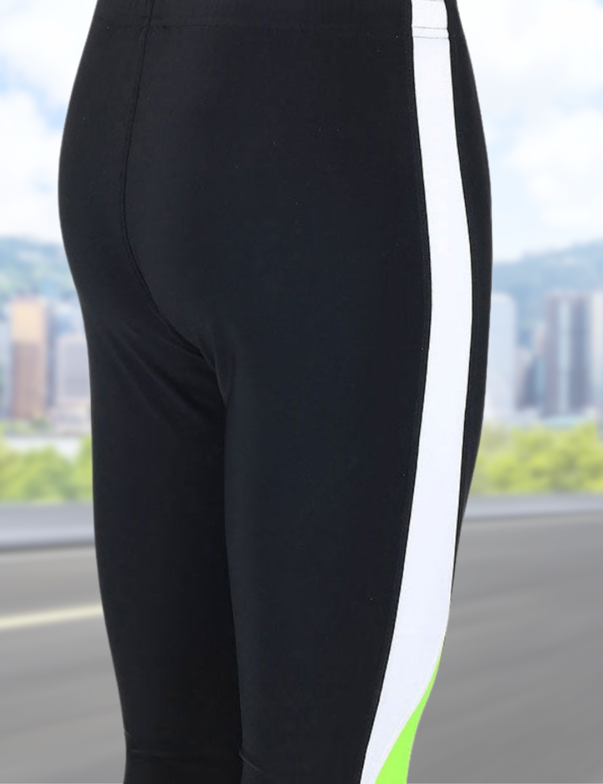 Men's running pants for 3-4 long black neon