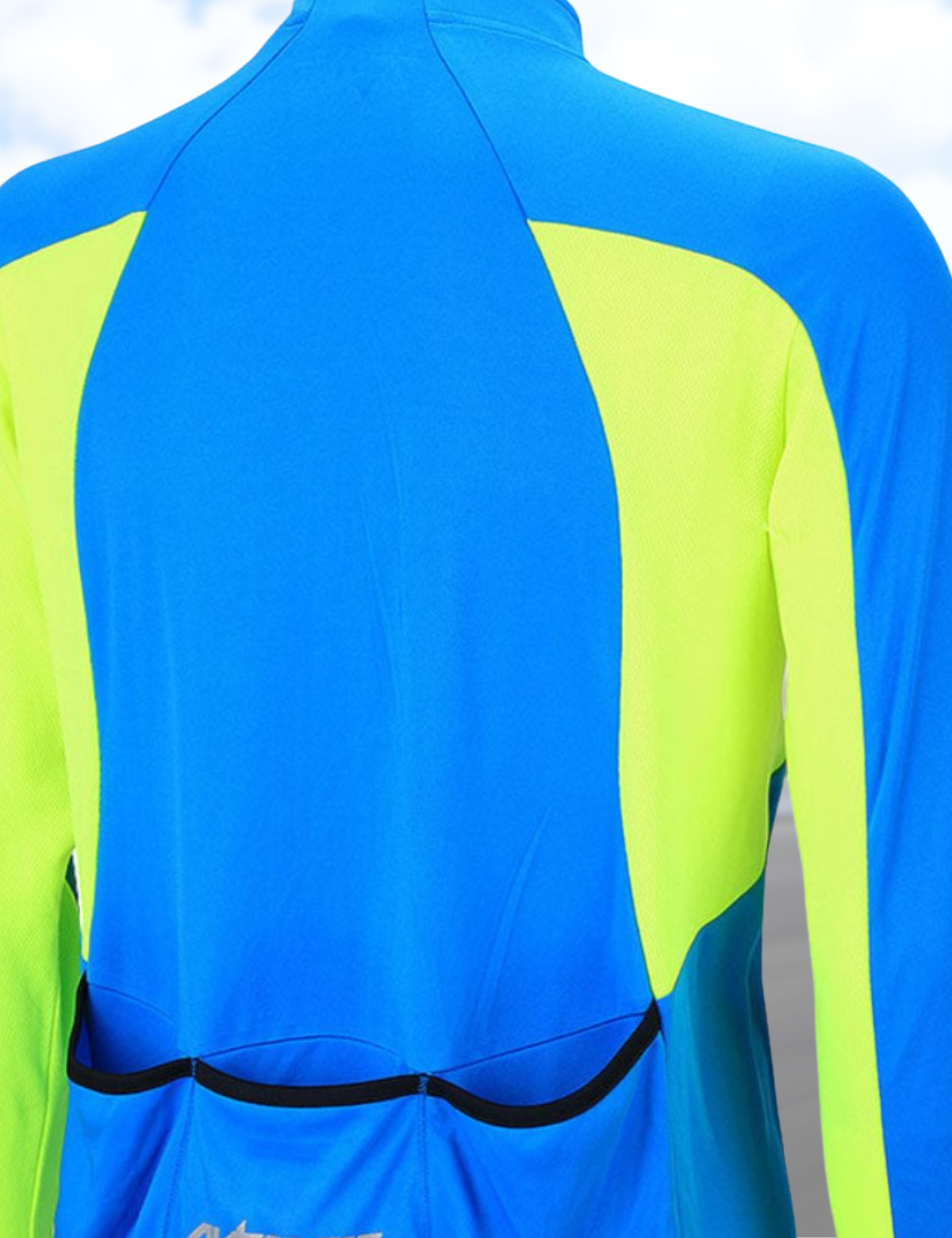 Herenfiets jersey lange arm per t blauw-neon