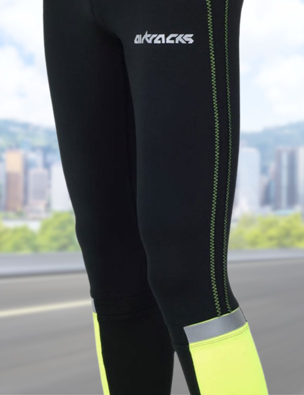 Damen Laufhose Tight Lang Neon