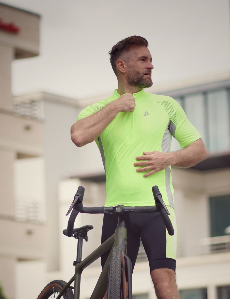 Herren Fahrradtrikot Set Kurzarm Mit Trägerhose - Atmungsaktives Radsport Set Mit Sitzpolster