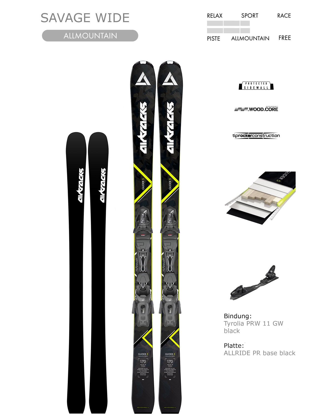 Ski Freeride Allmountain Savage Pro Rocker Wide + Fixations Tyrolia PR 11 GW