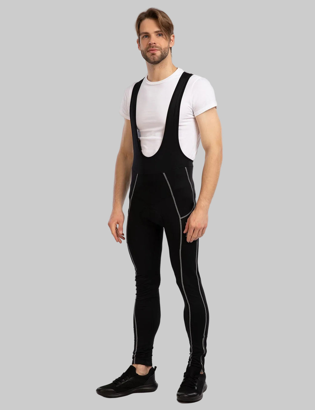 rennrad hose herren lang Winter Thermo Fahrradhose | Trägerhose Lang Pro | Radhose Lang Gepolstert Schwarz-Grau L | günstig kaufen | Herren | Damen
