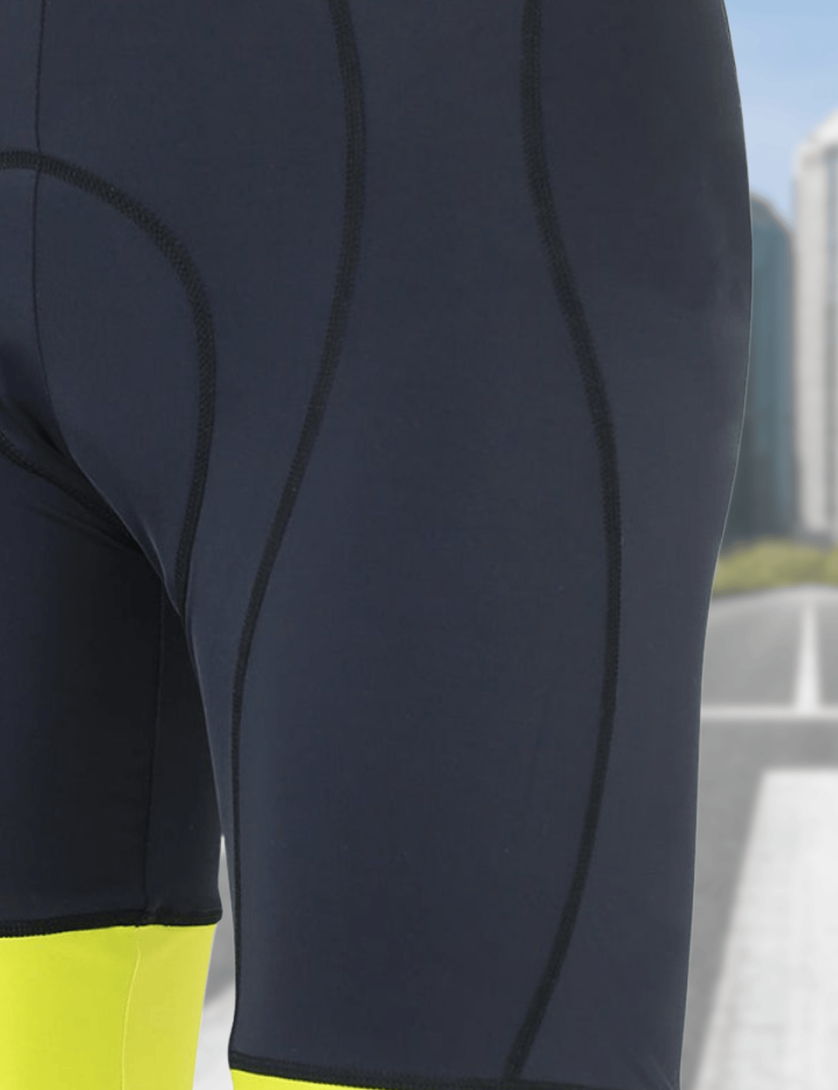 Pantalones de bicicleta cortos para hombres Línea de confort neón negro