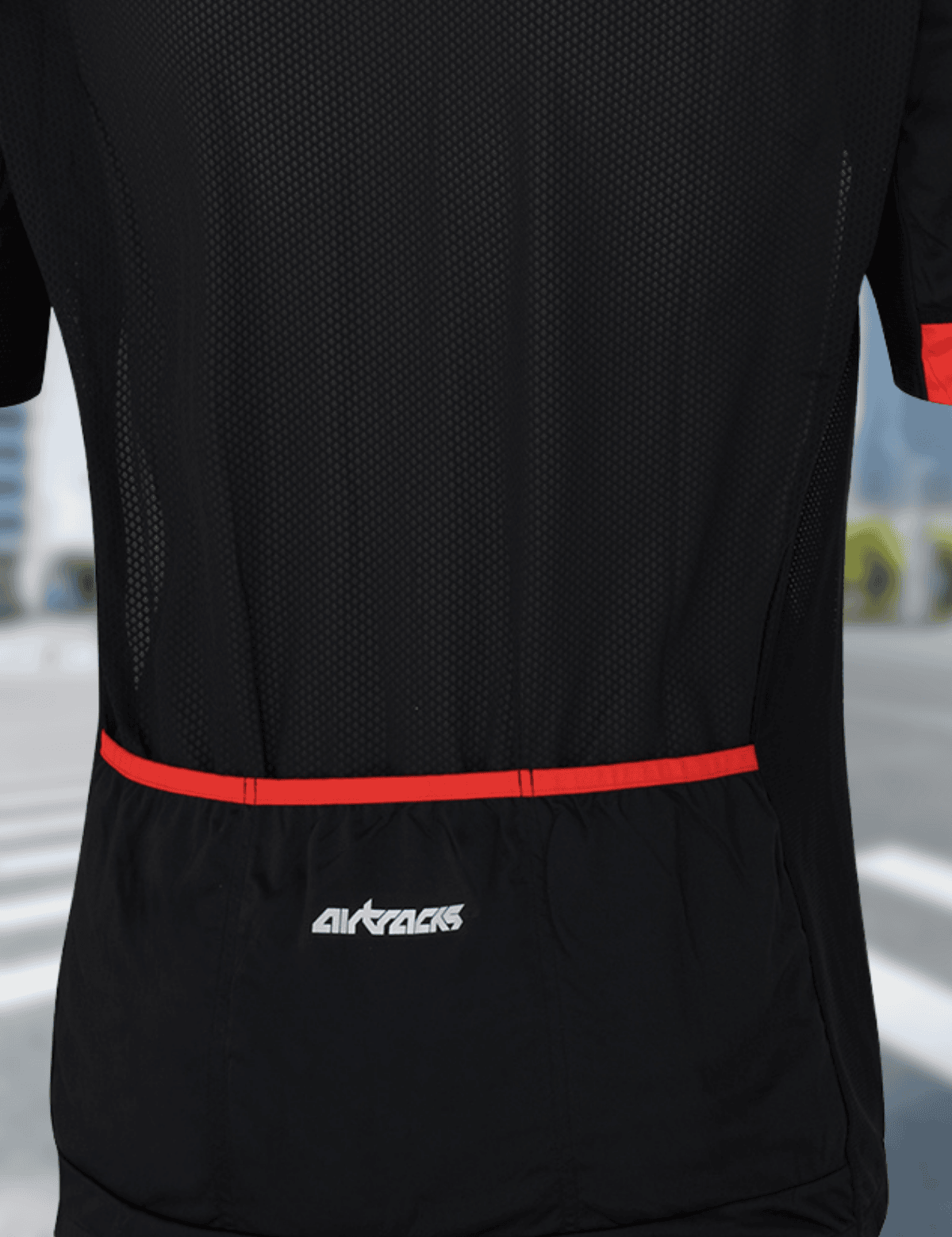 Maglia da uomo in bicicletta corta -Sleeva per linea Bianco rosso