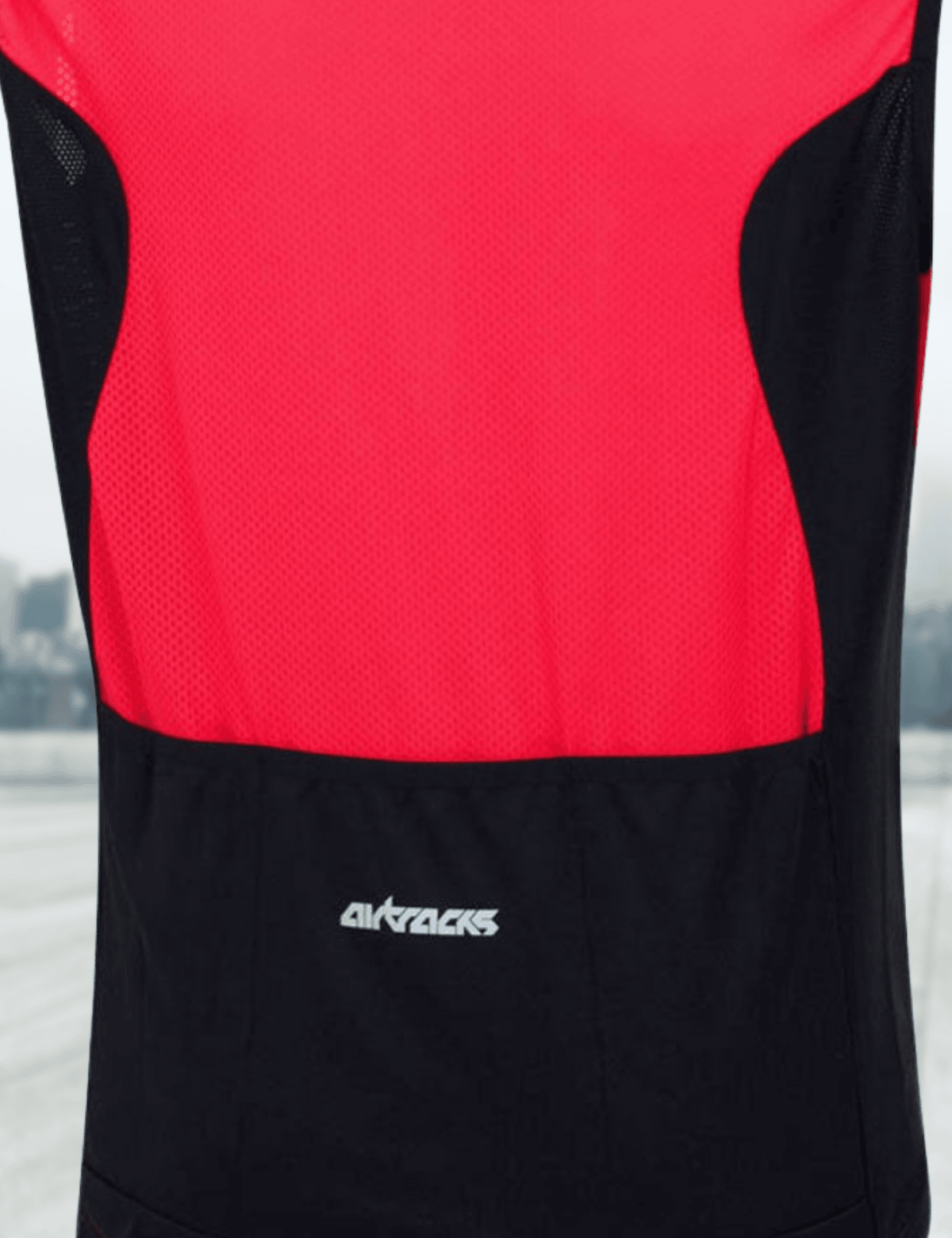 Men's bicycle jersey sleeveless comfort line red black