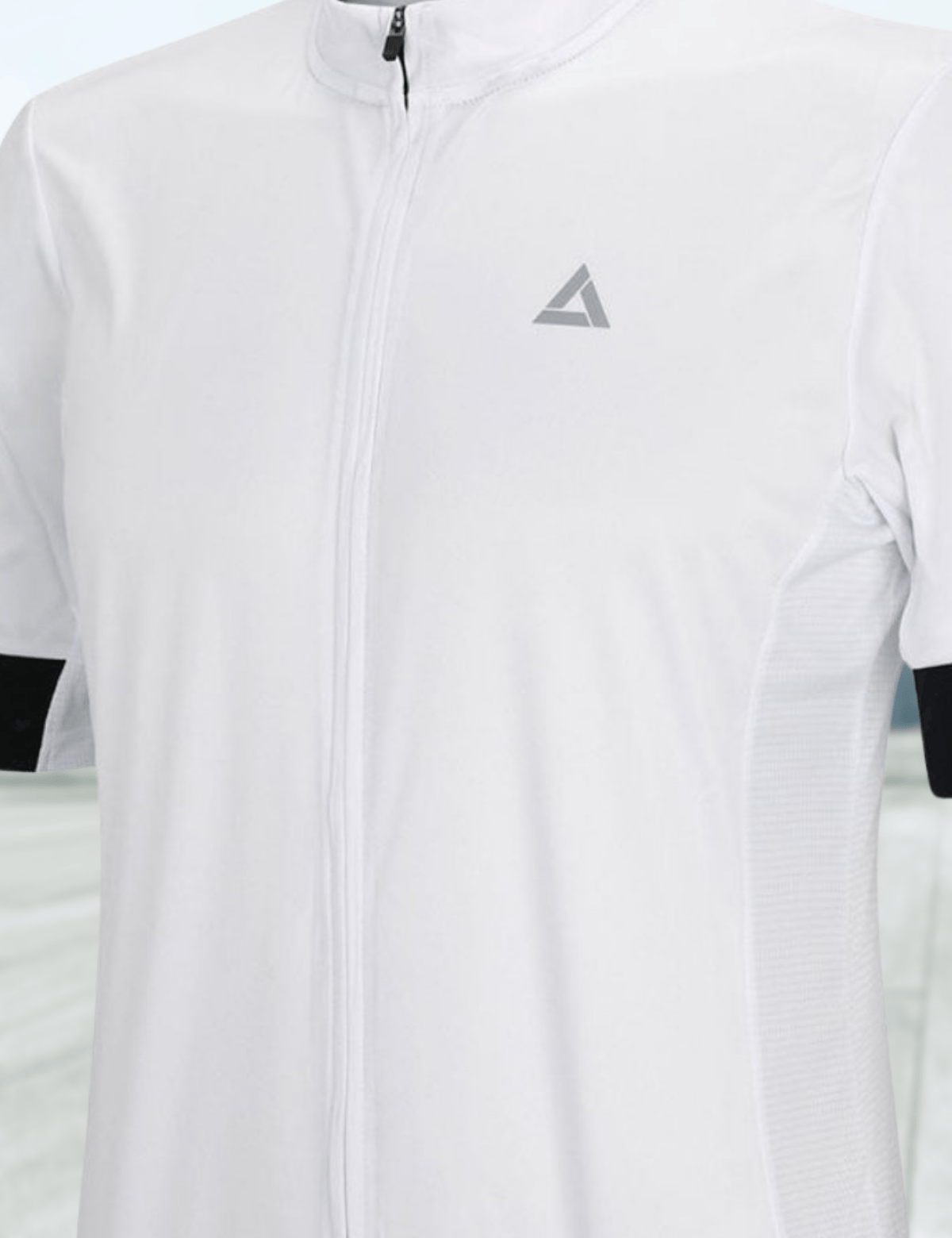 Brazo corto de jersey de bicicleta masculina por equipo Línea II White