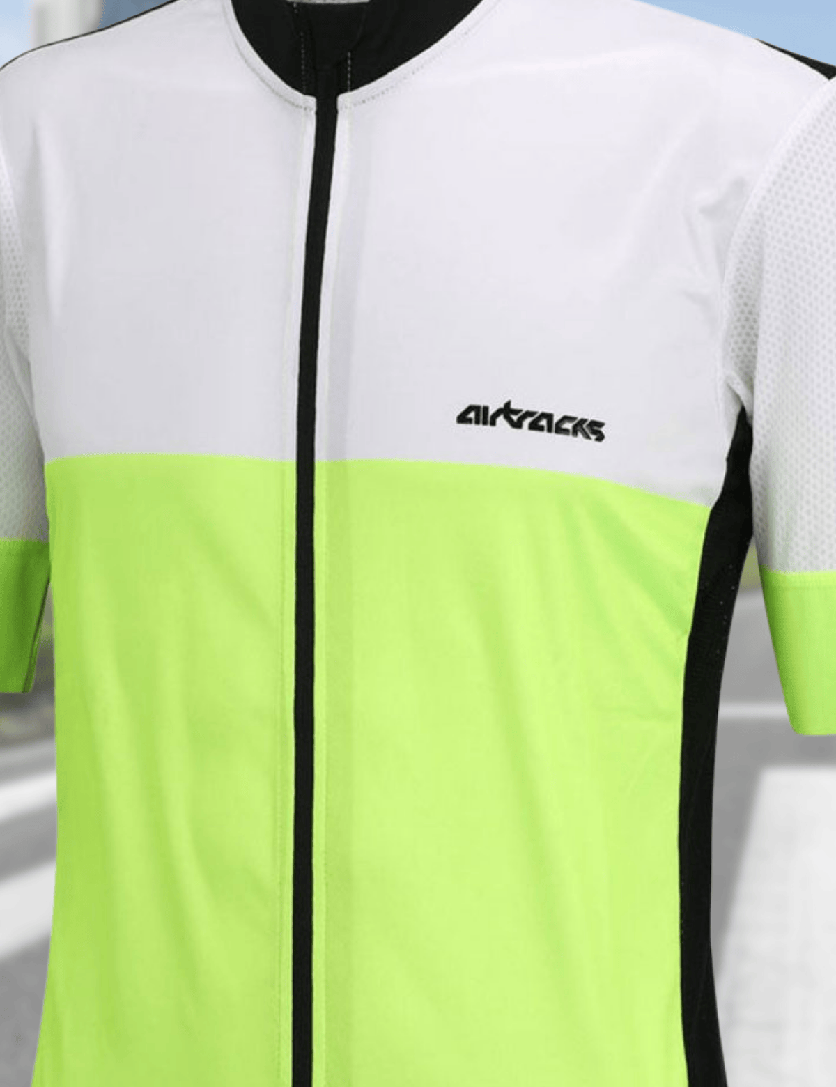 Men's bicycle jersey short arm per team line III neon white