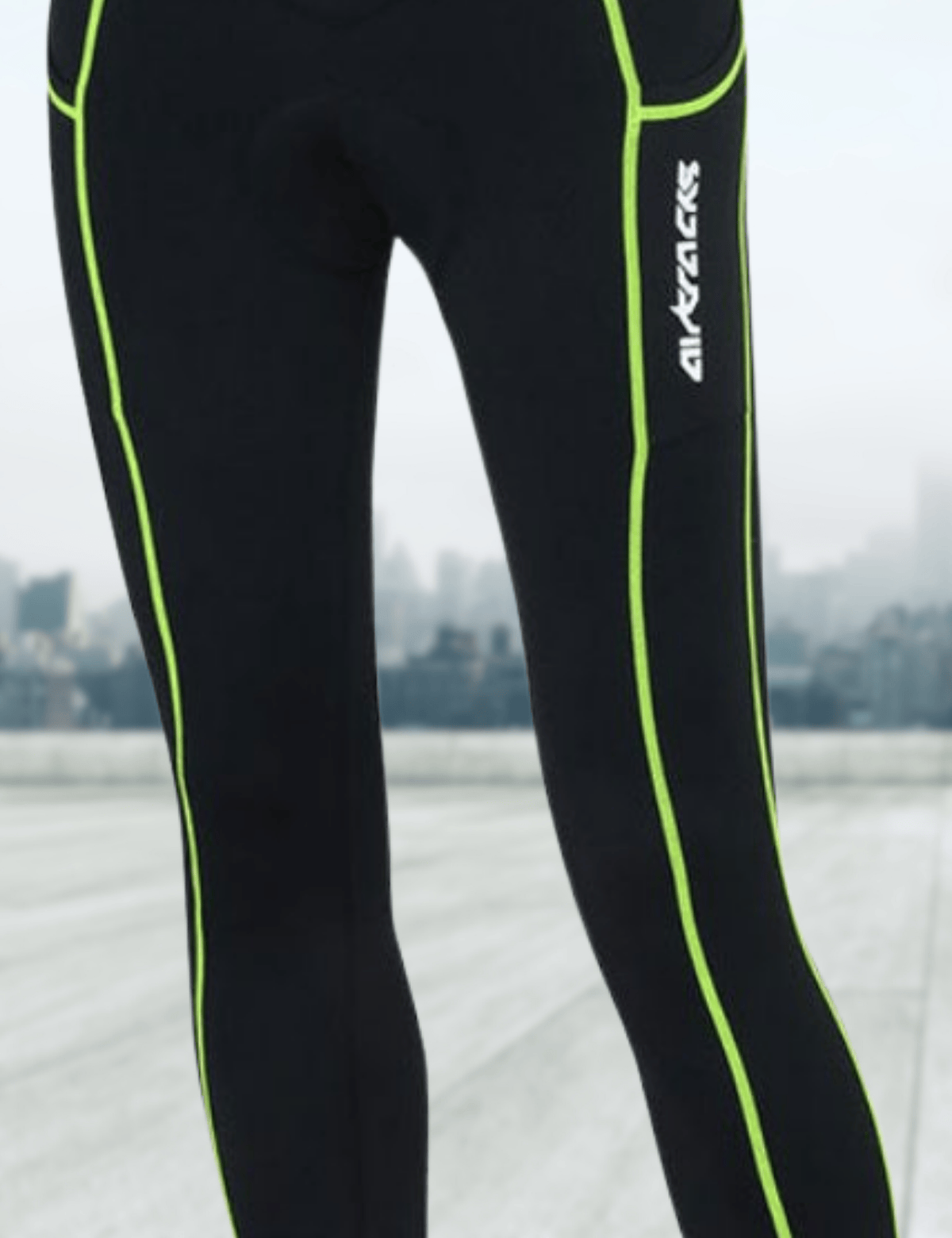 Men's thermal bicycle pants long carrier pants per black - neon