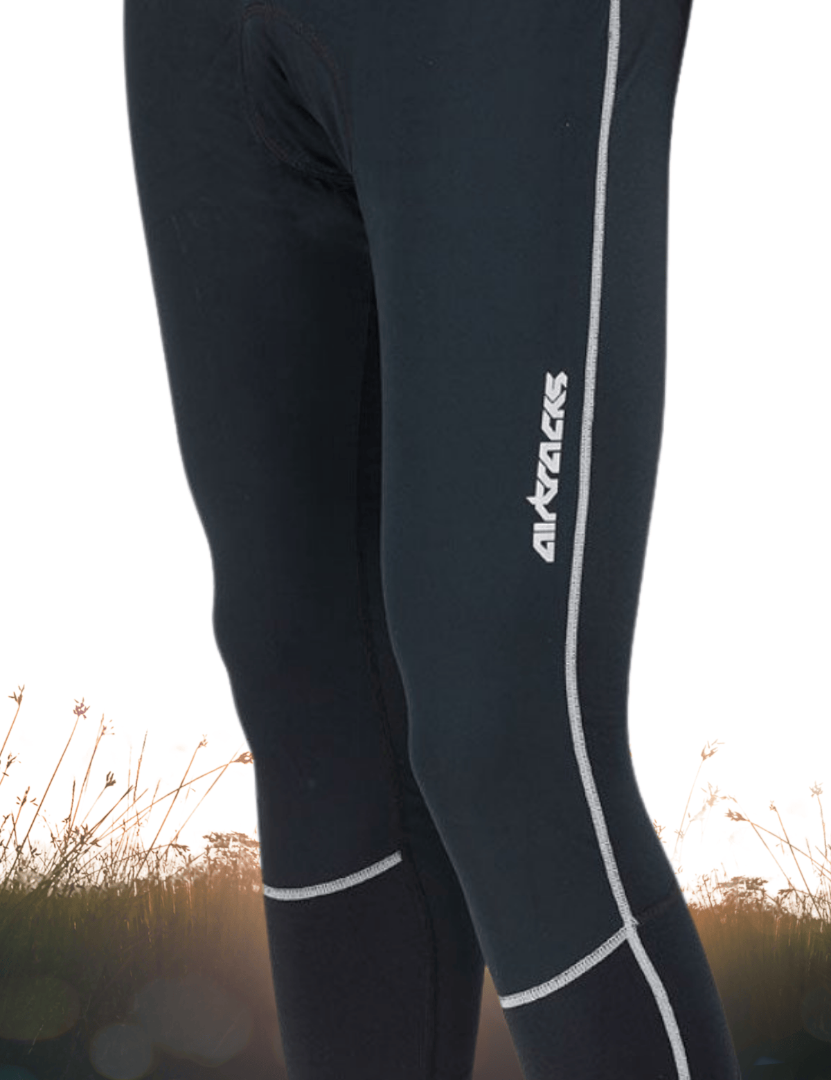 Pantaloni per biciclette termali da uomo lunghi per silver nero