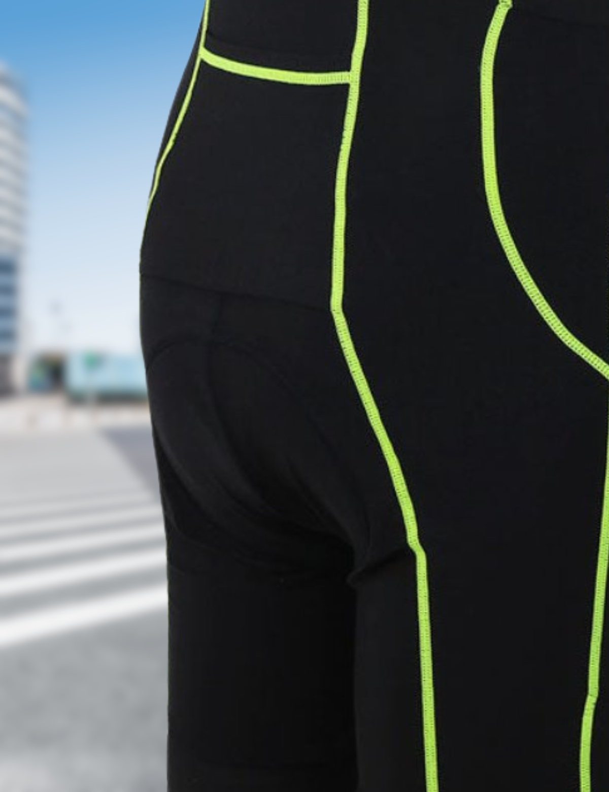 Pantaloncini con bretelle da ciclismo da uomo Pro neri neon