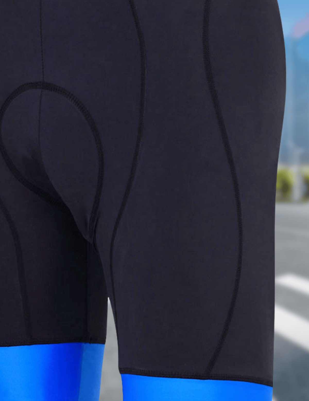 Pantaloni per biciclette maschile linea di comfort corta linea set nero e blu