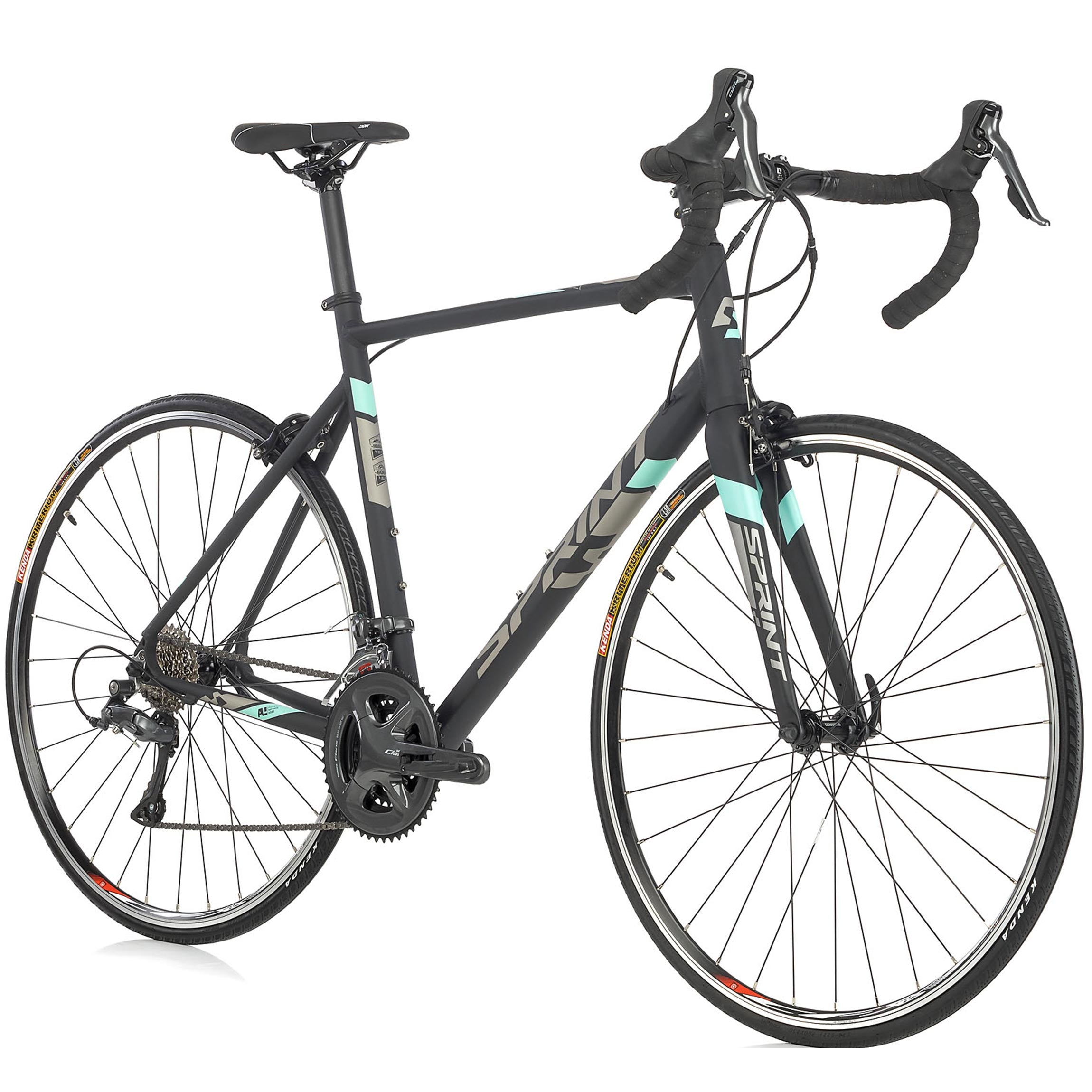 28" Bicicleta de carretera para hombre SPRINT MONZA RACE con horquilla de carbono, 2 x 8 velocidades SHIMANO CLARIS RD-R2000 negro / gris