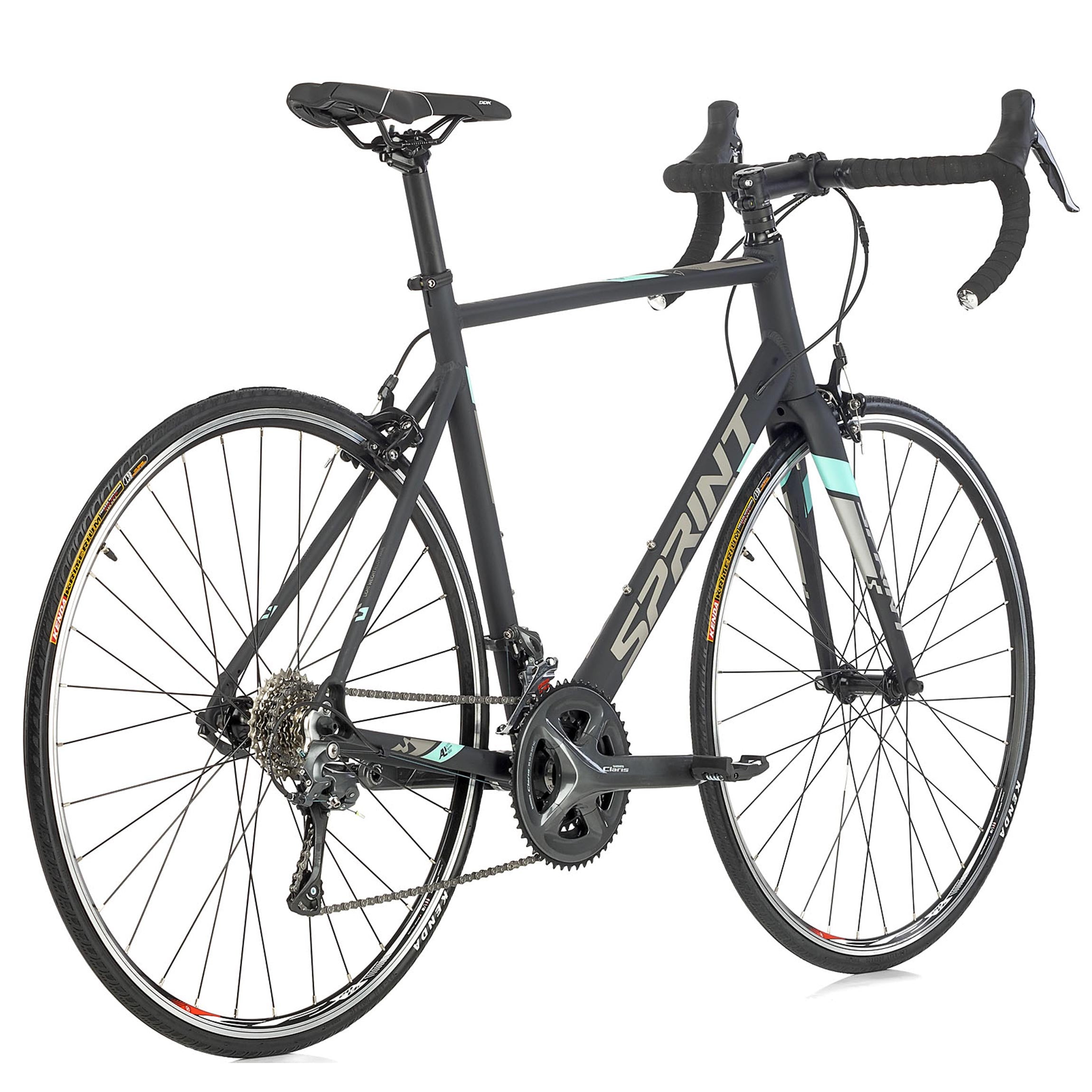 28" Heren racefiets SPRINT MONZA RACE met carbon voorvork 2 x 8 versnellingen SHIMANO CLARIS RD-R2000 Zwart / Grijs